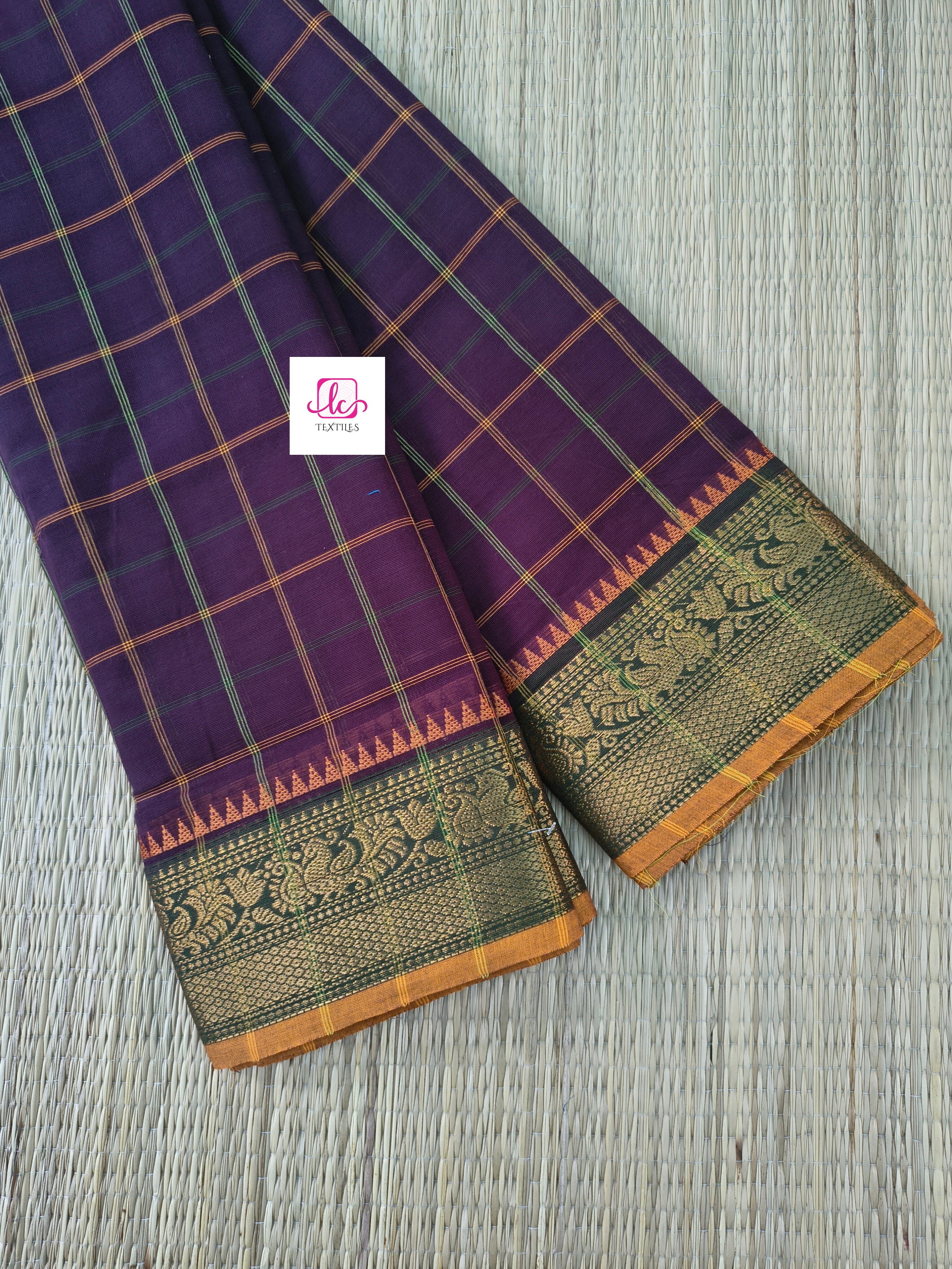 Kandangi Checks -Deep wine- KC100