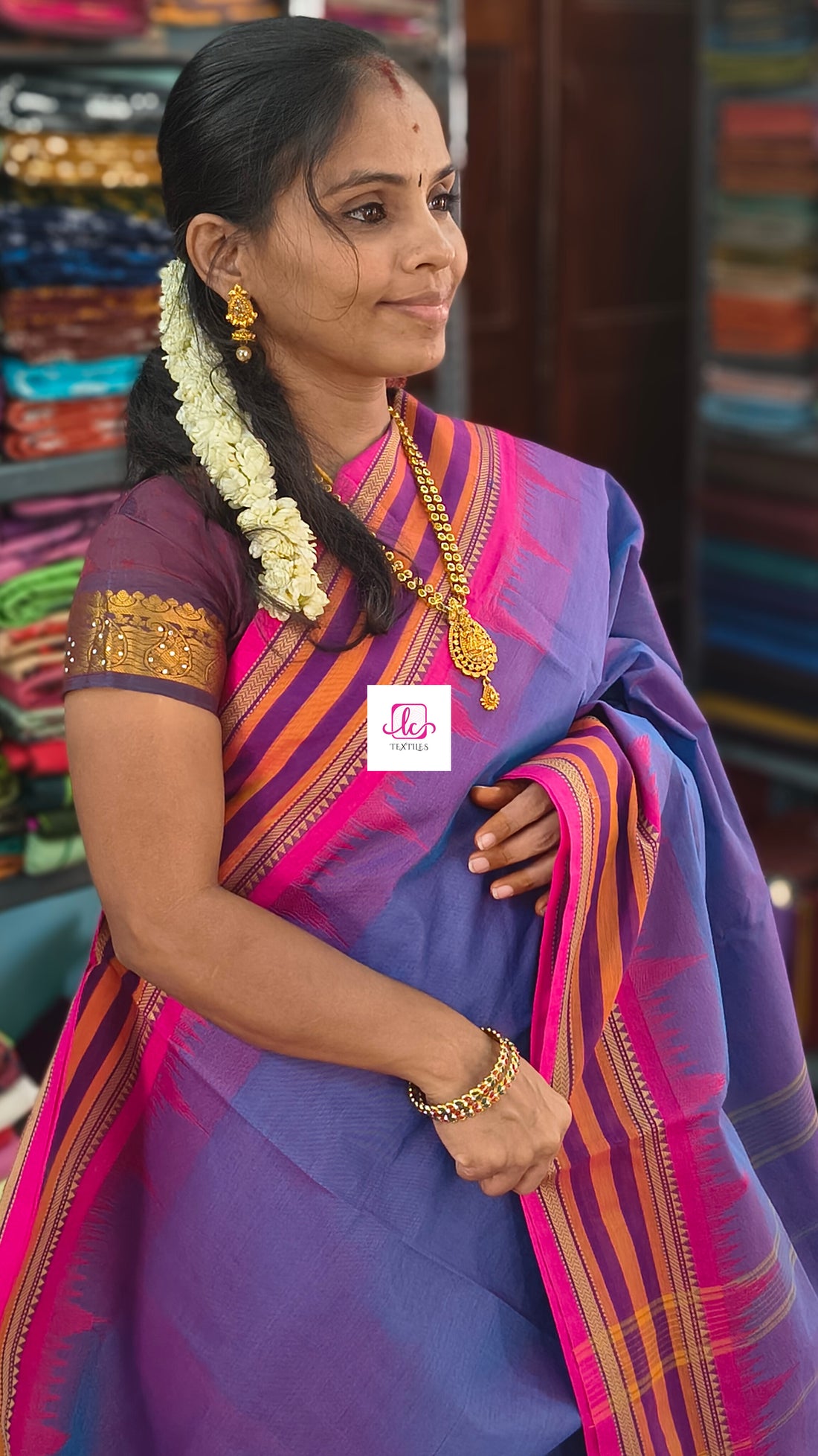 Chettinad Cotton - Office Wear -Sky blue mixed pink dual tone- CCOW74