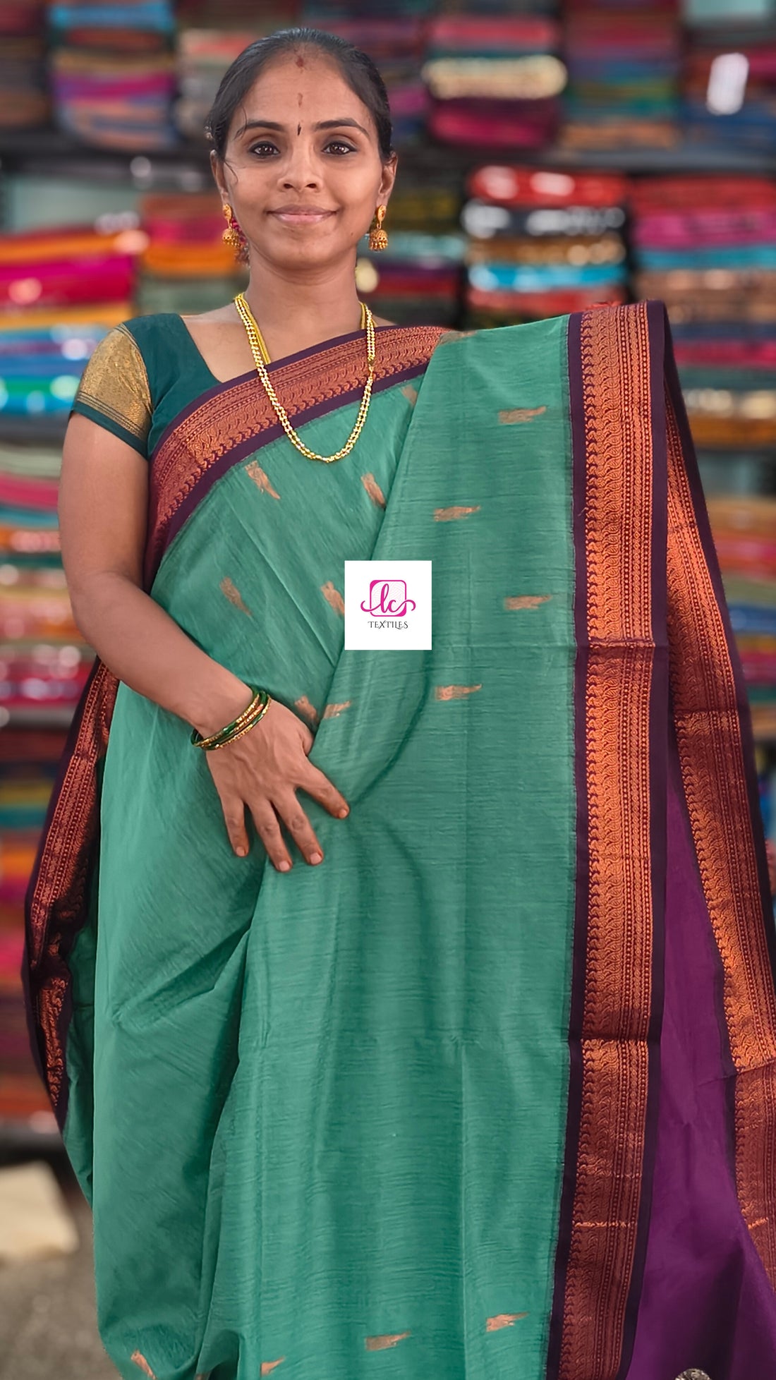 Kalyani cotton -Butta-Teal green-KC17