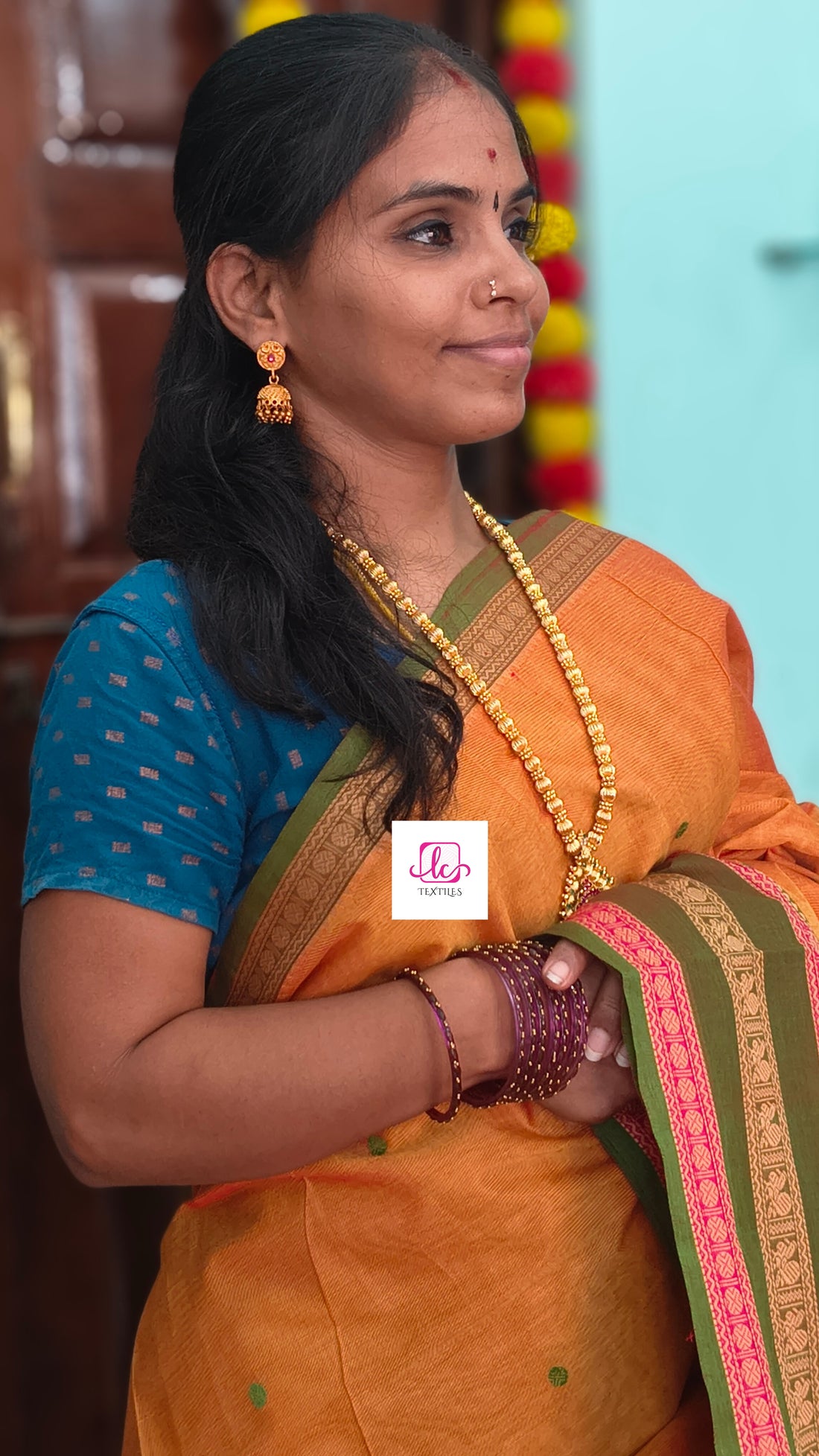 Chettinad Cotton - Office Wear -Bright mustard orange - CCOW79