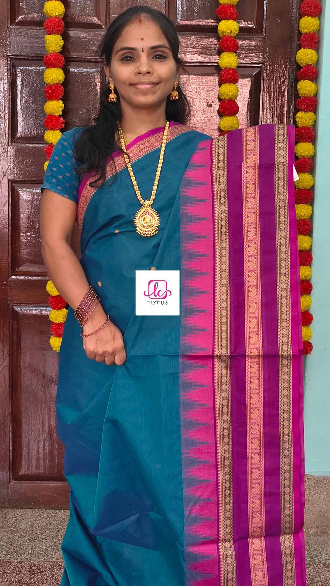 Chettinad Cotton - Office Wear -Peacock blue- CCOW80