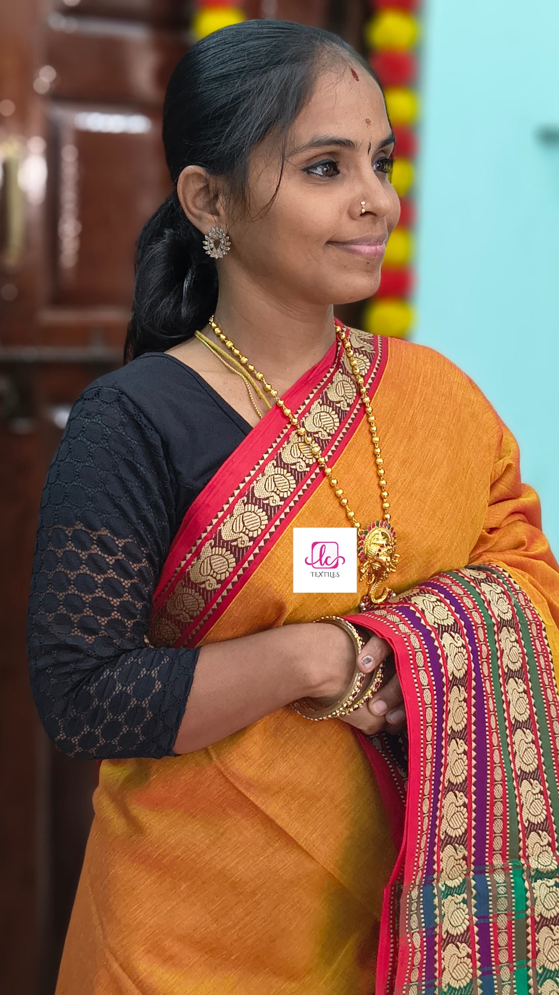 Narayanapet cotton - Plain-Rich mango orange-NPC16