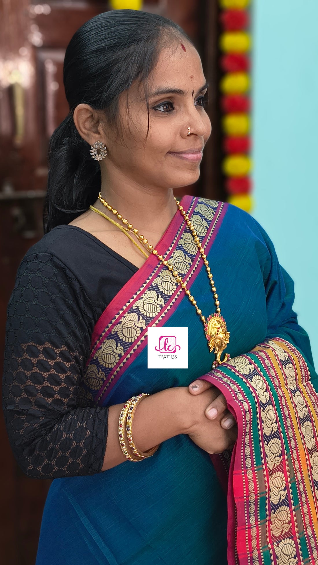 Narayanapet cotton - Plain-Peacock blue-NPC18