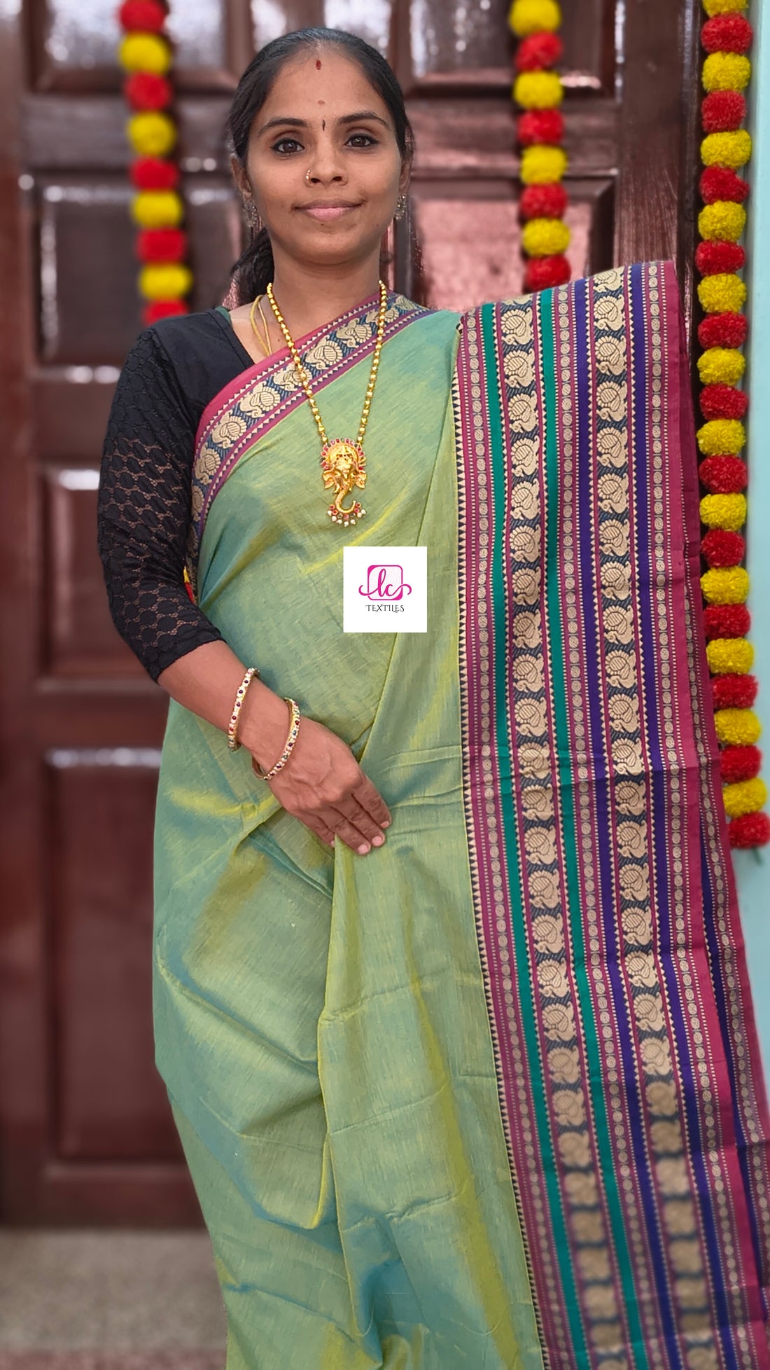 Narayanapet cotton - Plain-Aqua green-NPC19