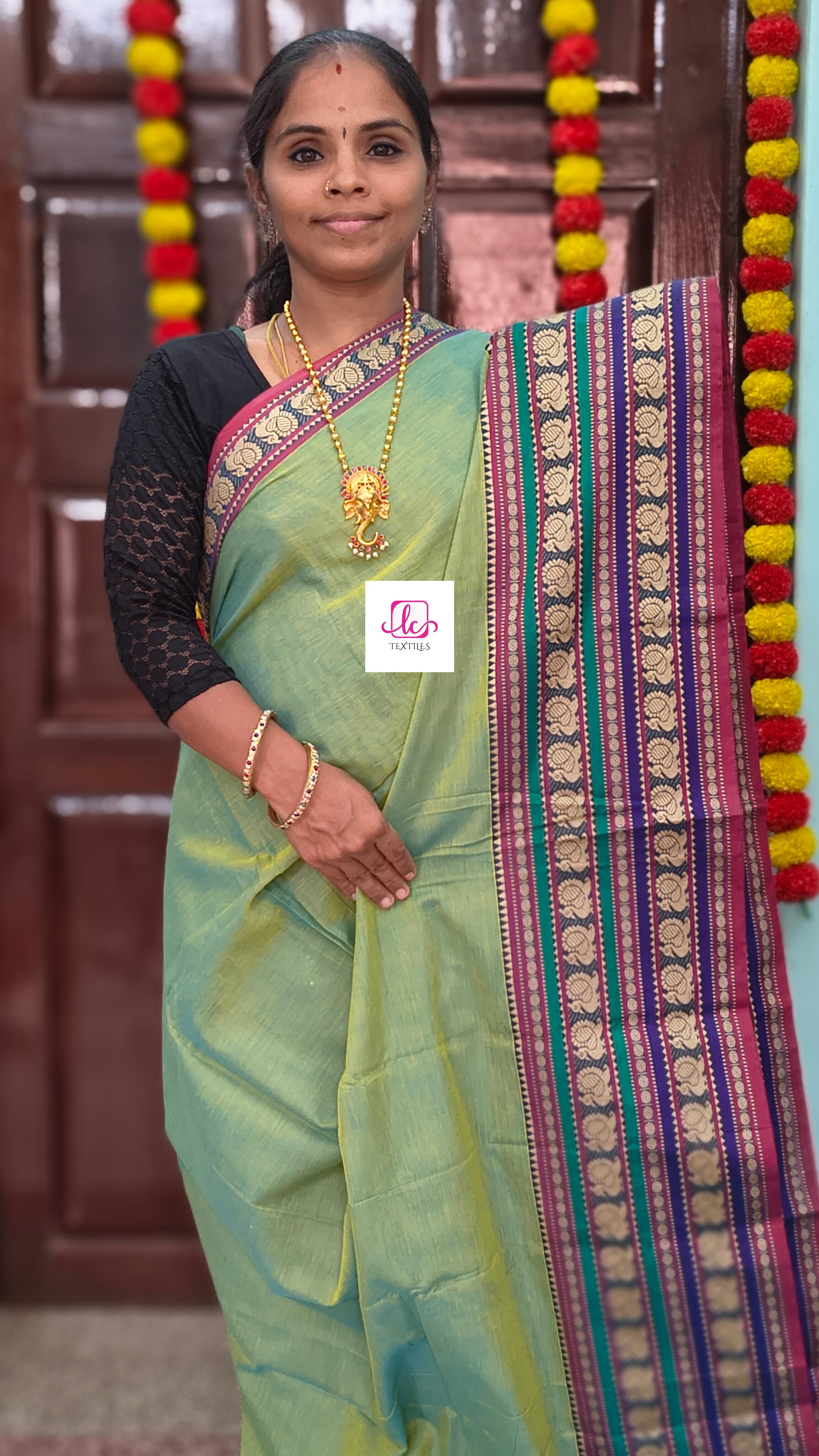 Narayanapet cotton - Plain-Aqua green-NPC19