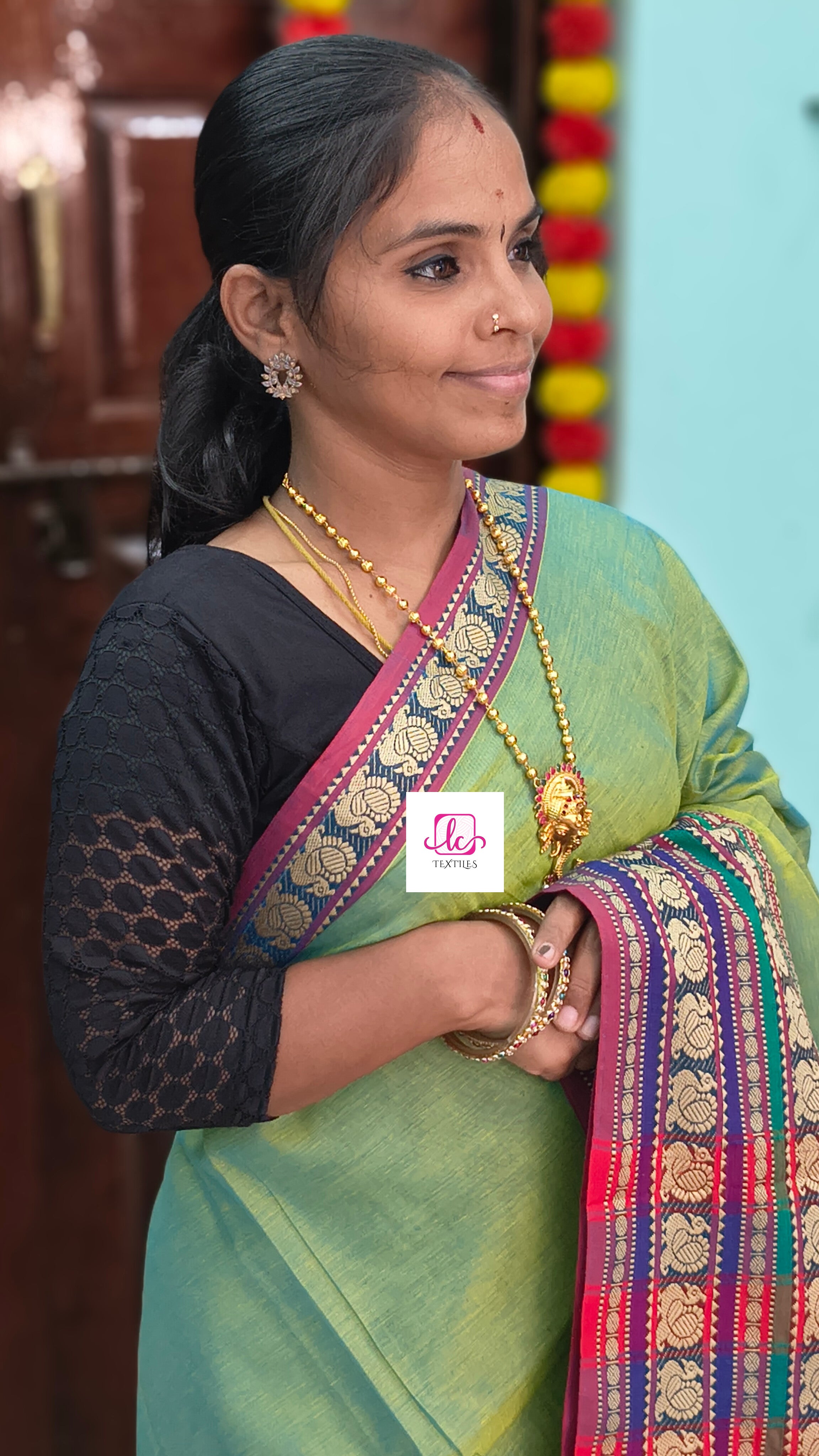 Narayanapet cotton - Plain-Aqua green-NPC19