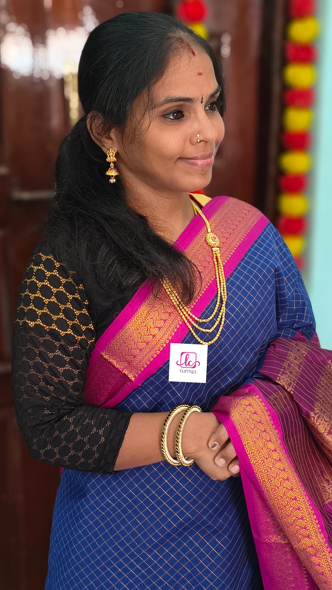 Kalyani cotton- checks-Royal blue- KC26