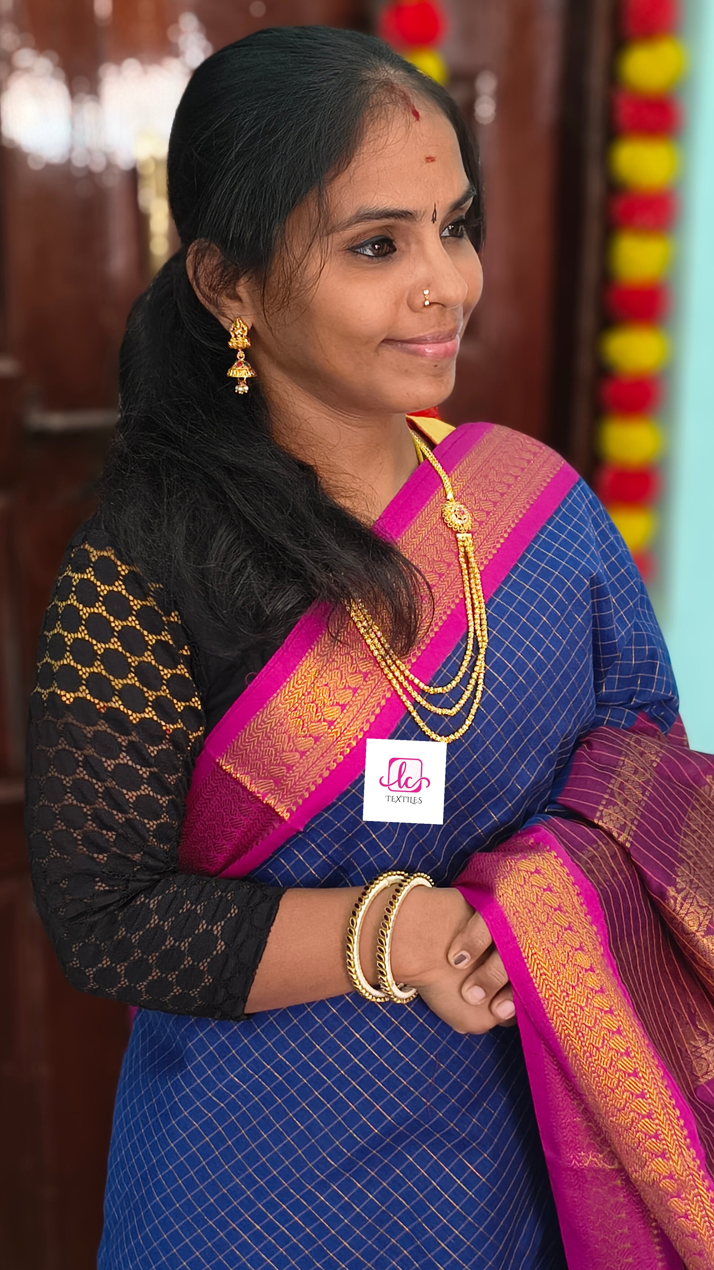 Kalyani cotton- checks-Royal blue- KC26