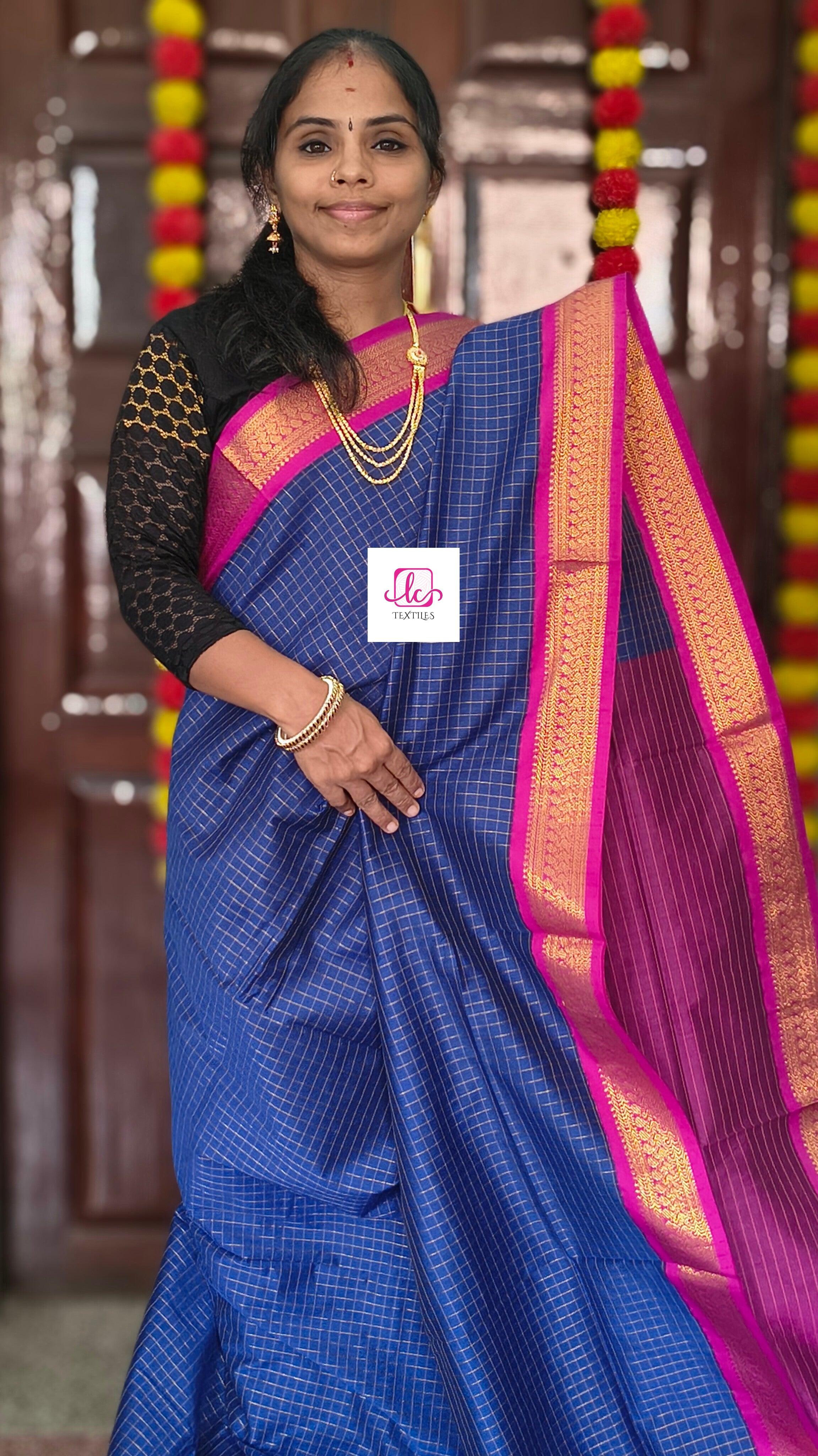 Kalyani cotton- checks-Royal blue- KC26