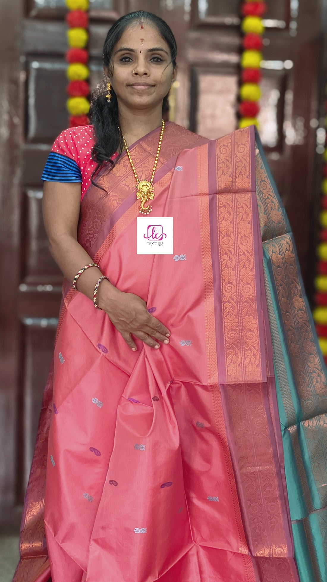 Banana pith silk saree -Dual tone mixed pink -BPS15