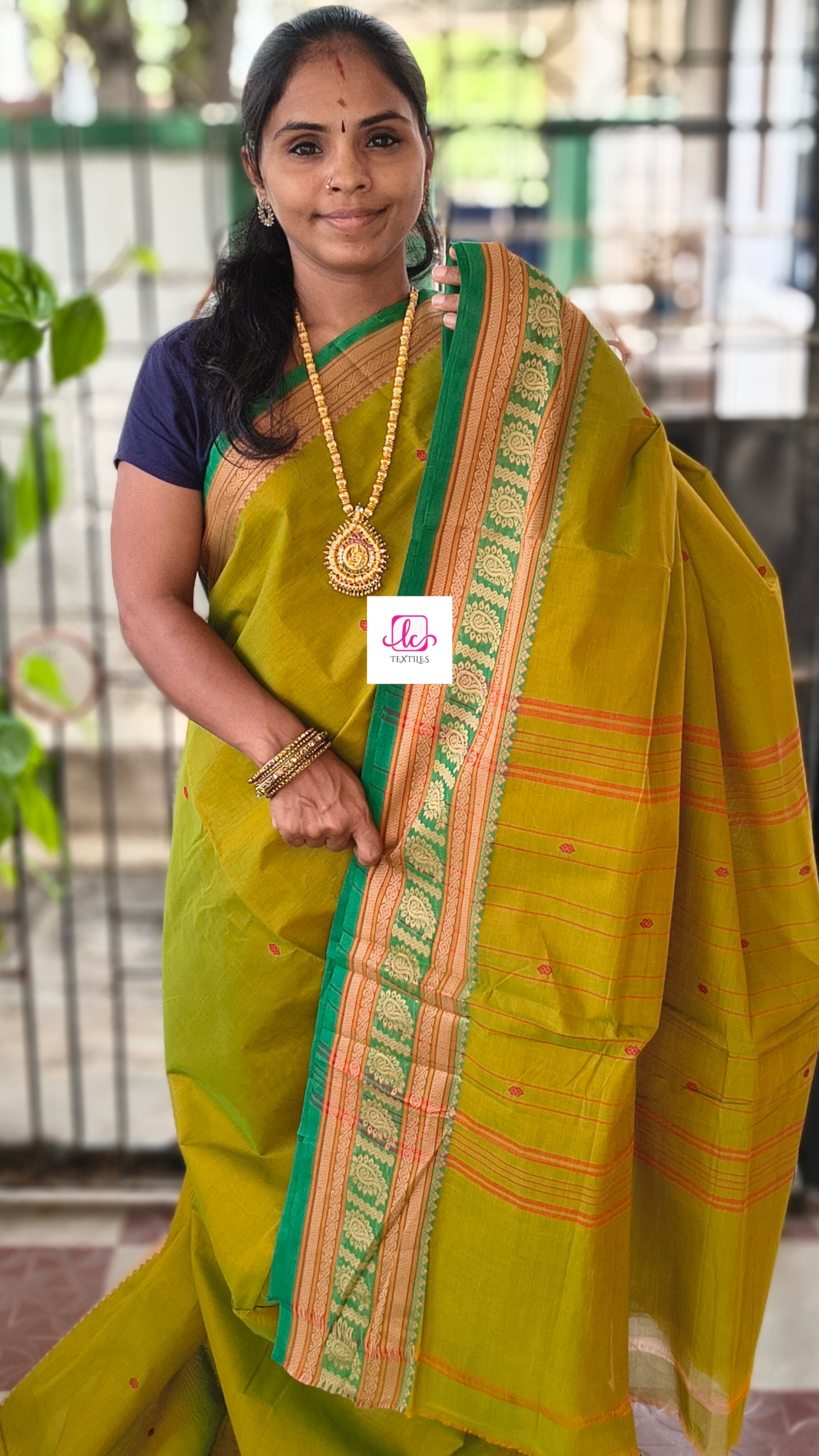 Chettinad Cotton - Office Wear -Green mixed yellow dual tone- CCOW97