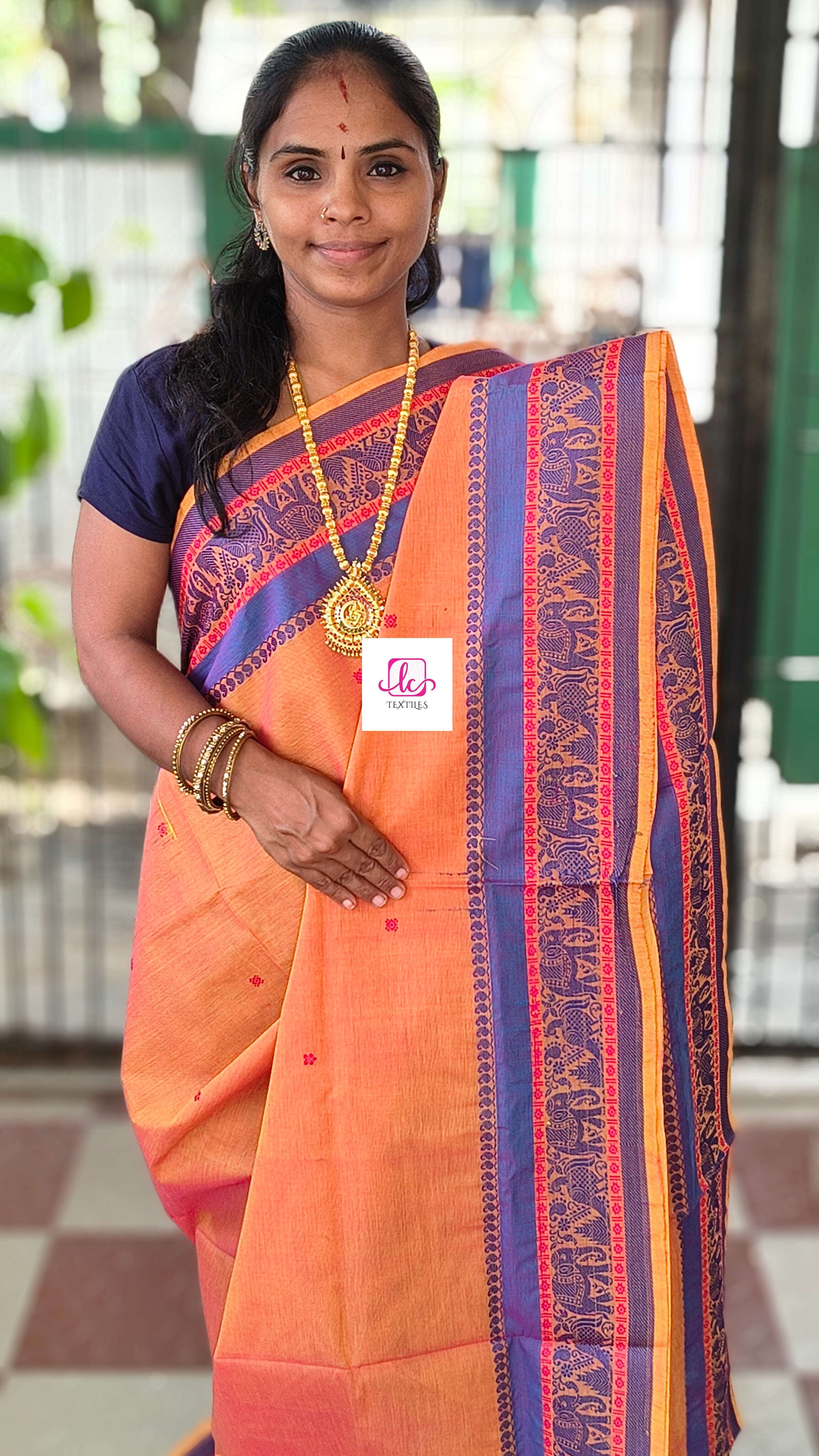 Chettinad Cotton - Office Wear -Peach orange- CCOW99