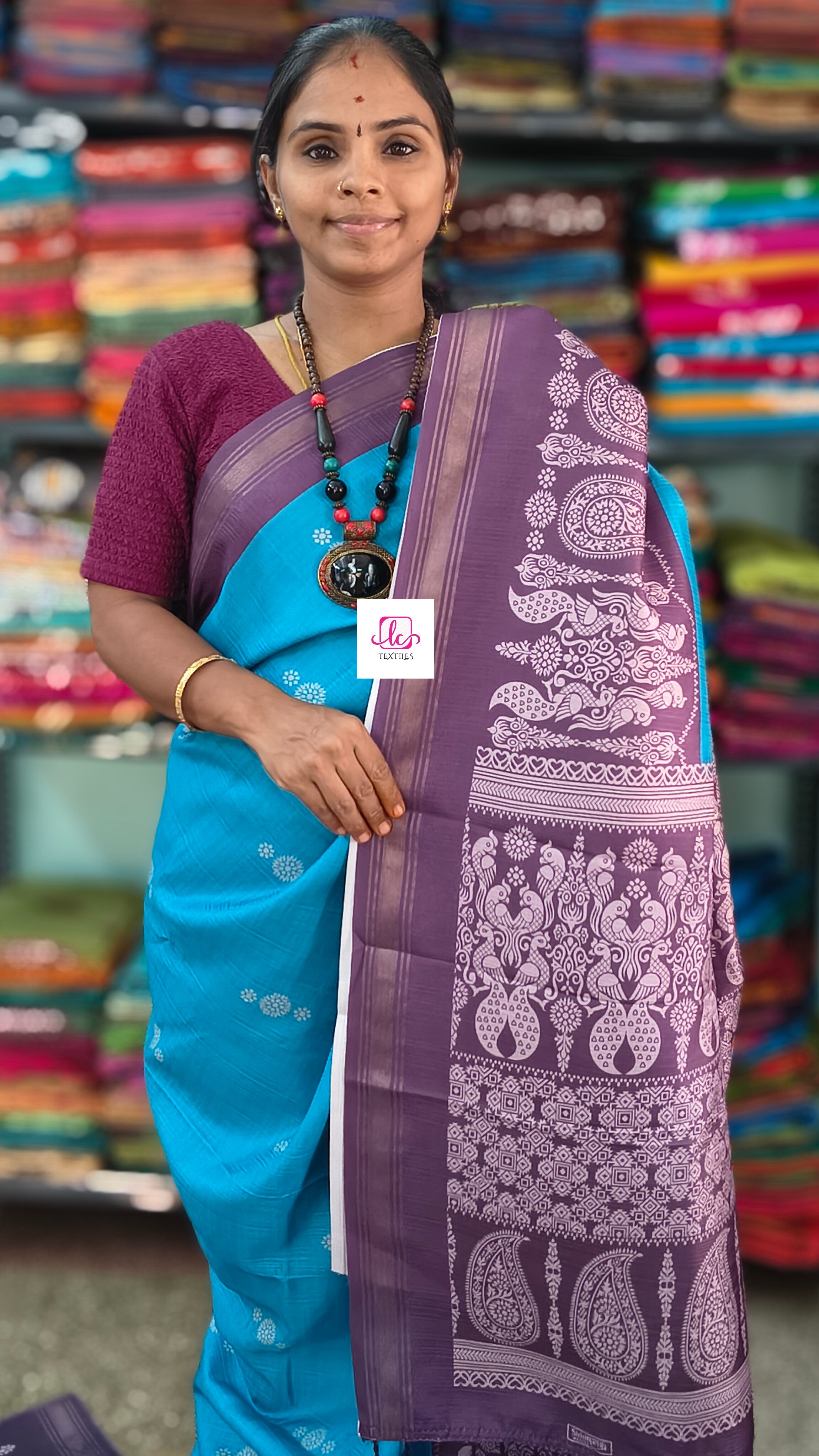 Fancy saree - Semi tussar-Skyblue-FS18