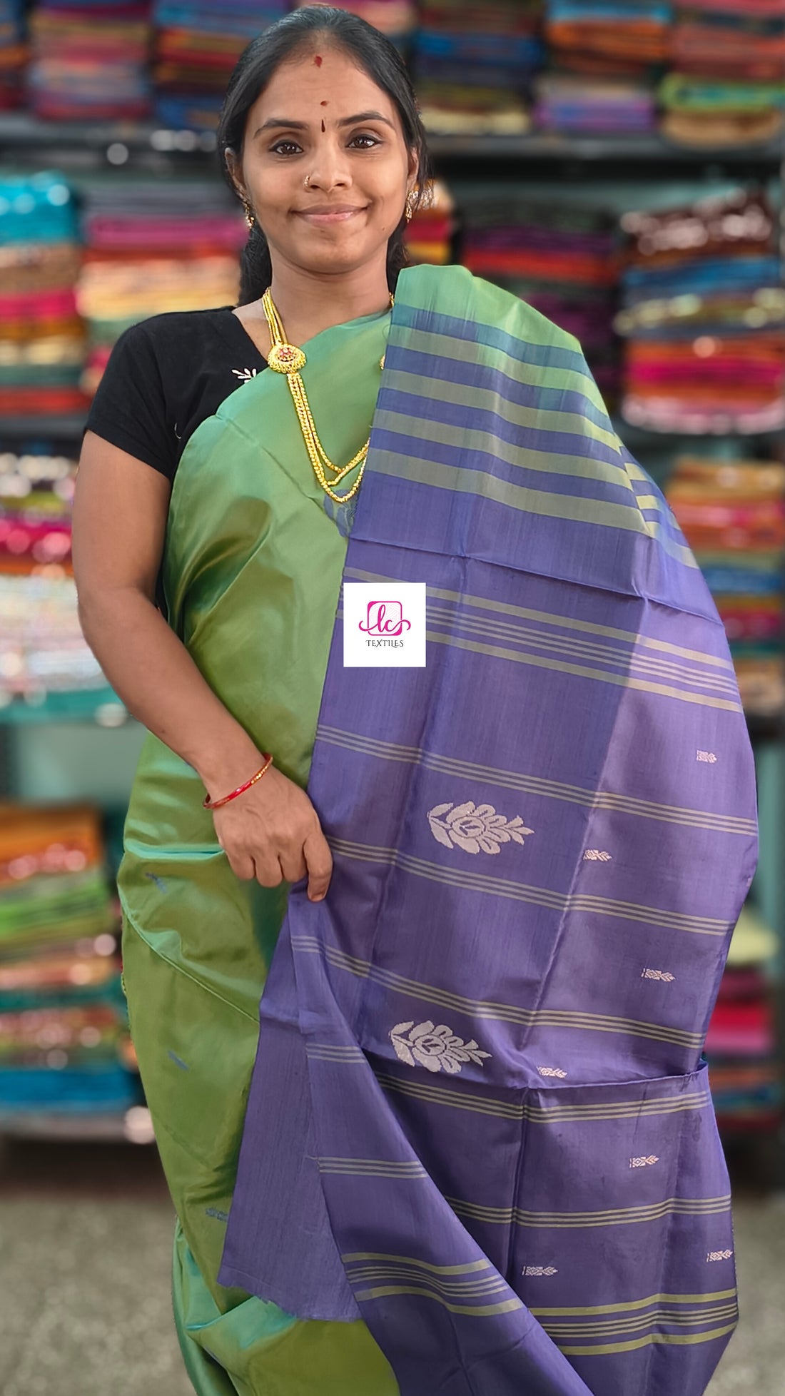 Banana pith silk saree -Sage Green (with a slight olive sheen) -BPS32