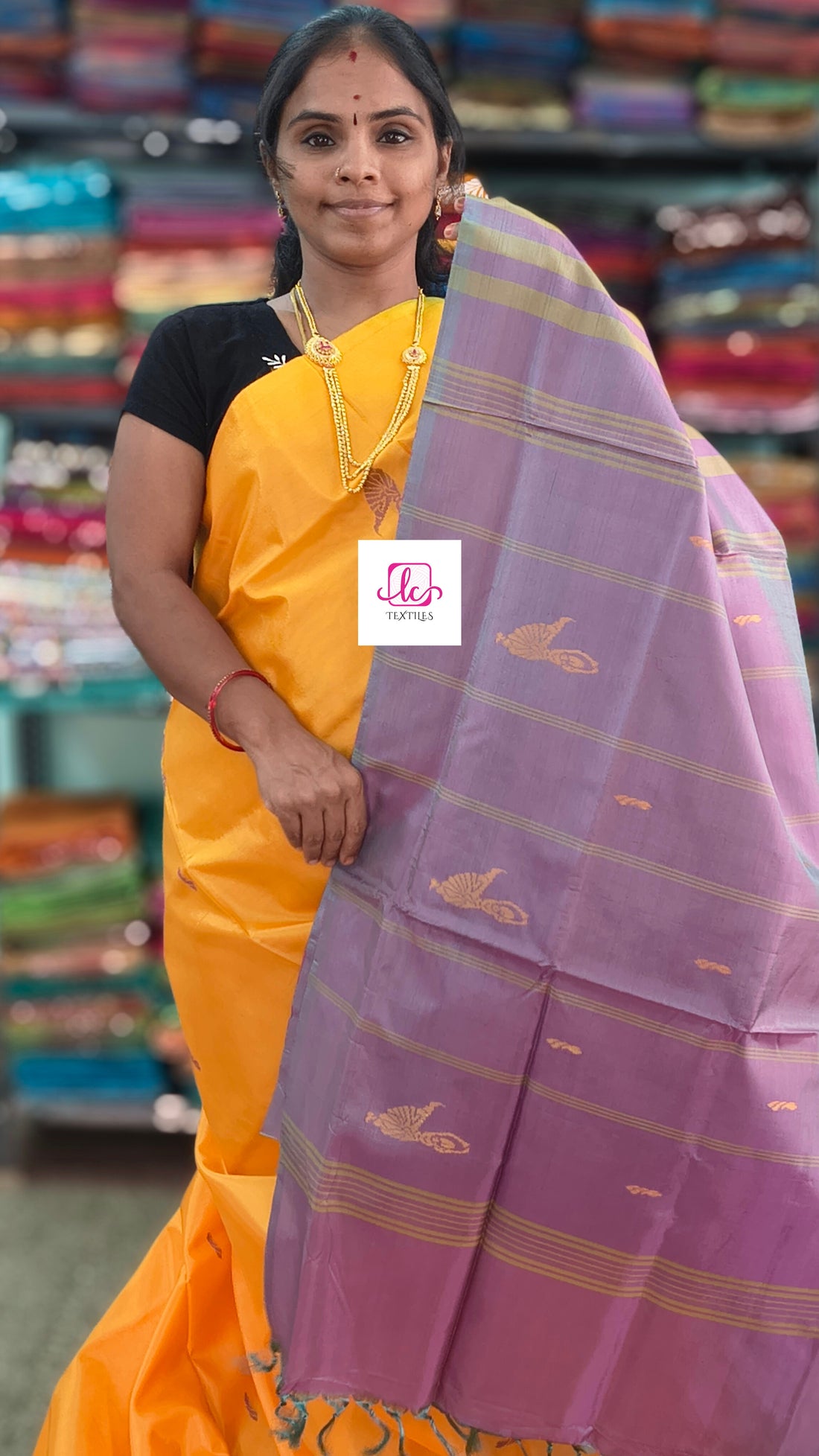 Banana pith silk saree -Mango yellow-BPS20