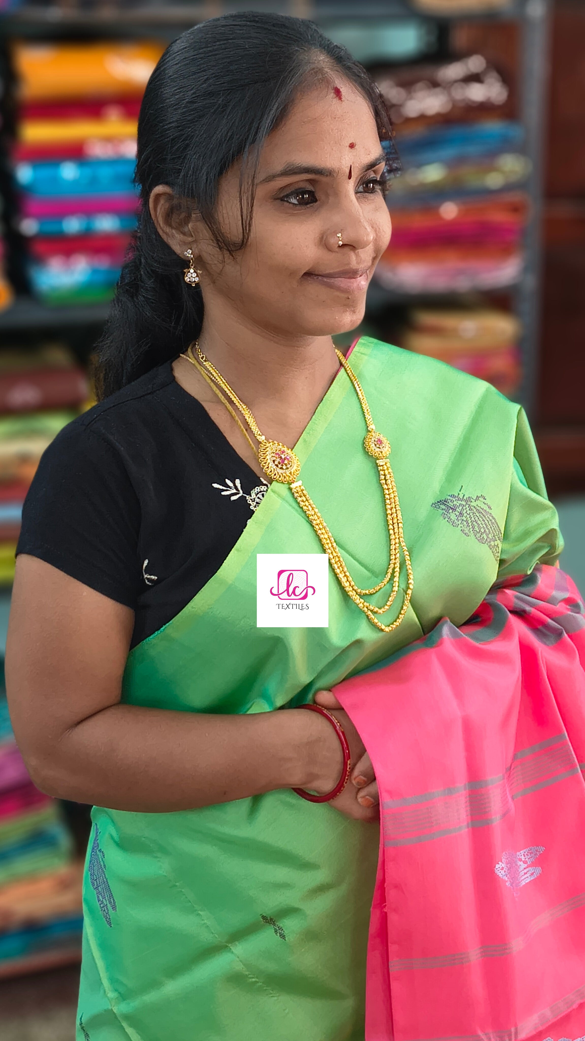 Banana pith silk saree -Pastal parrot green-BPS30