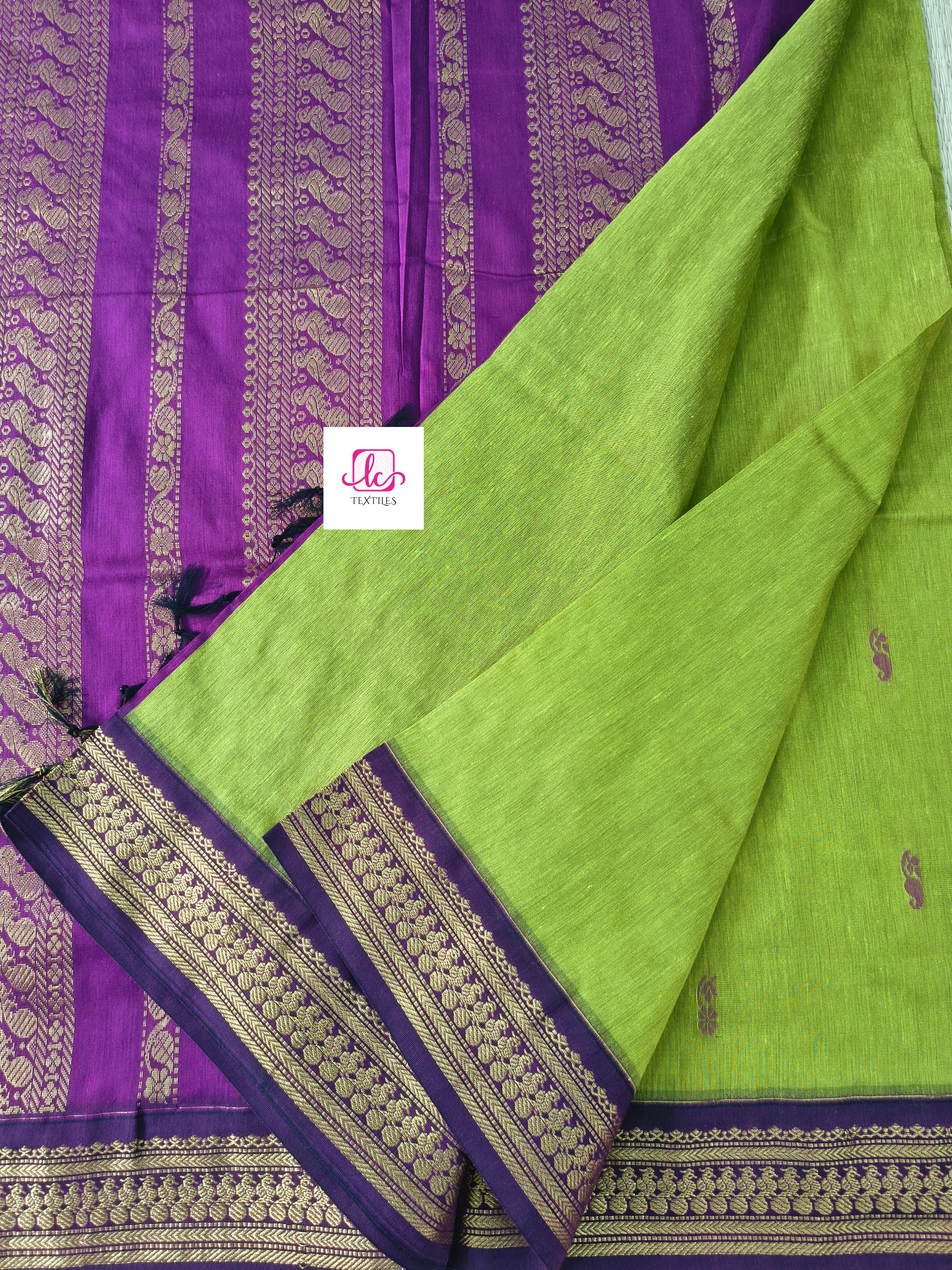 Kalyani cotton Butta Neon green