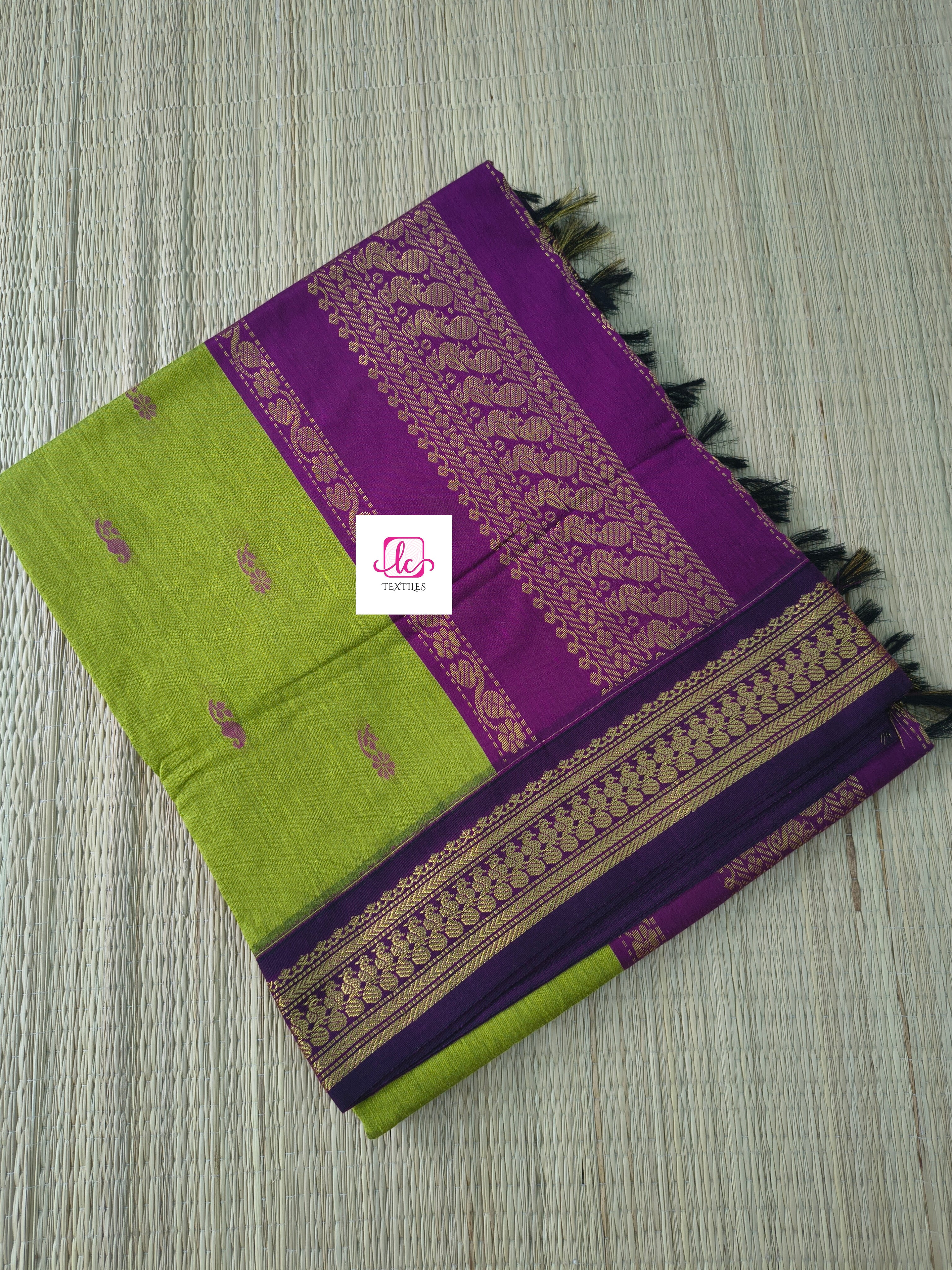 Kalyani cotton Butta Neon green