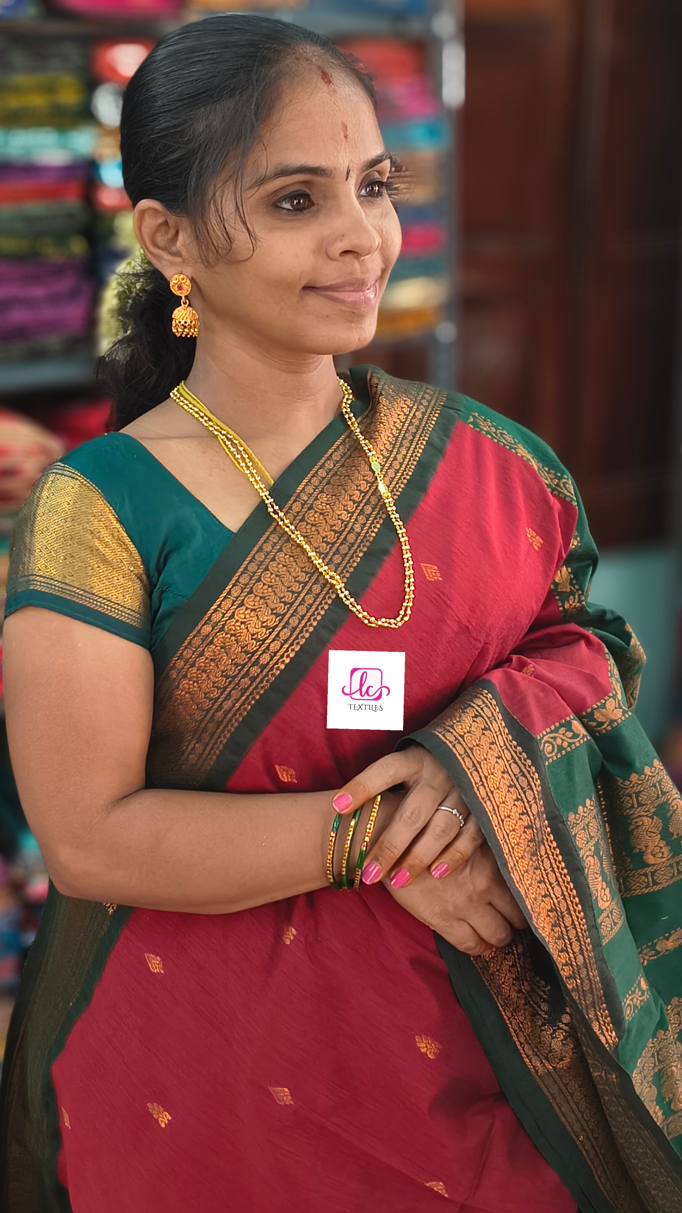 Kalyani cotton Butta Deep wine maroon