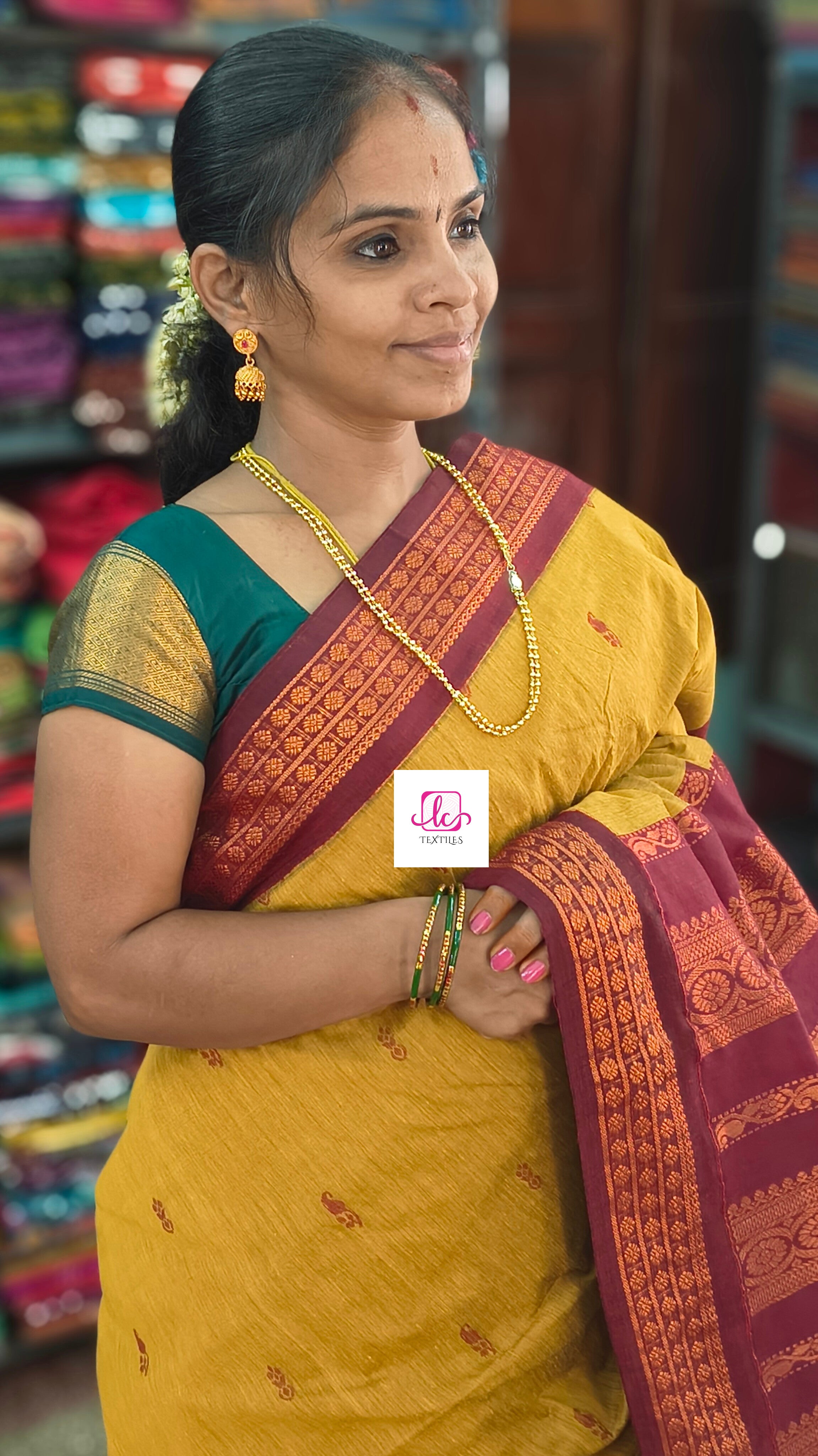 Kalyani cotton Butta Mustard yellow