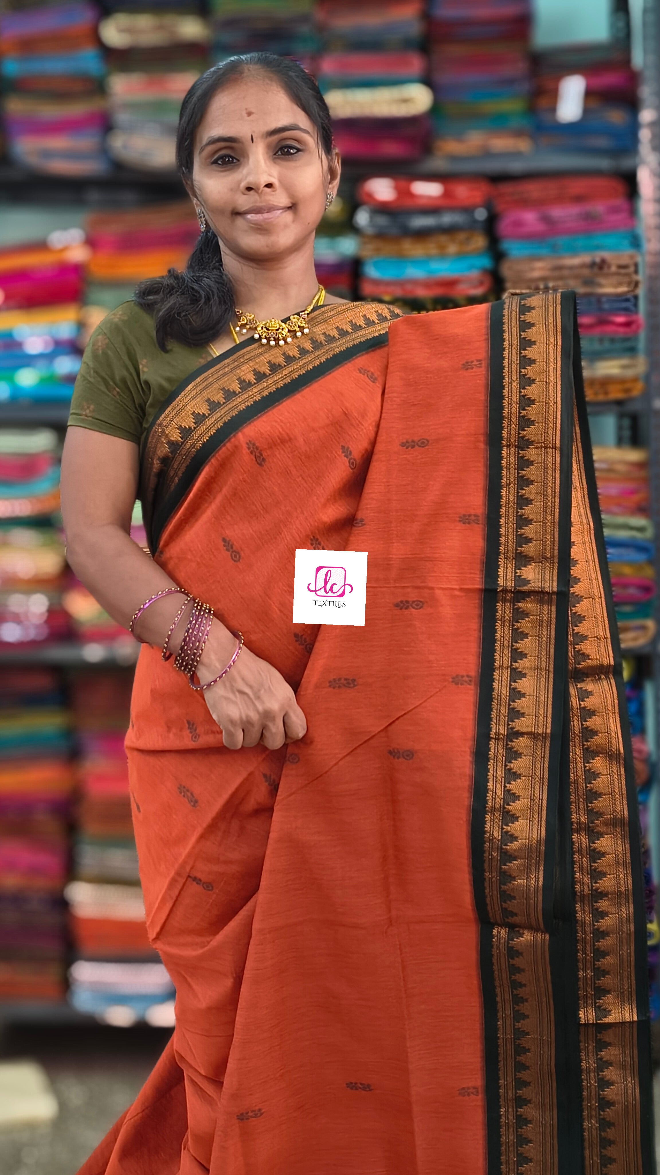Kalyani cotton Butta Orange