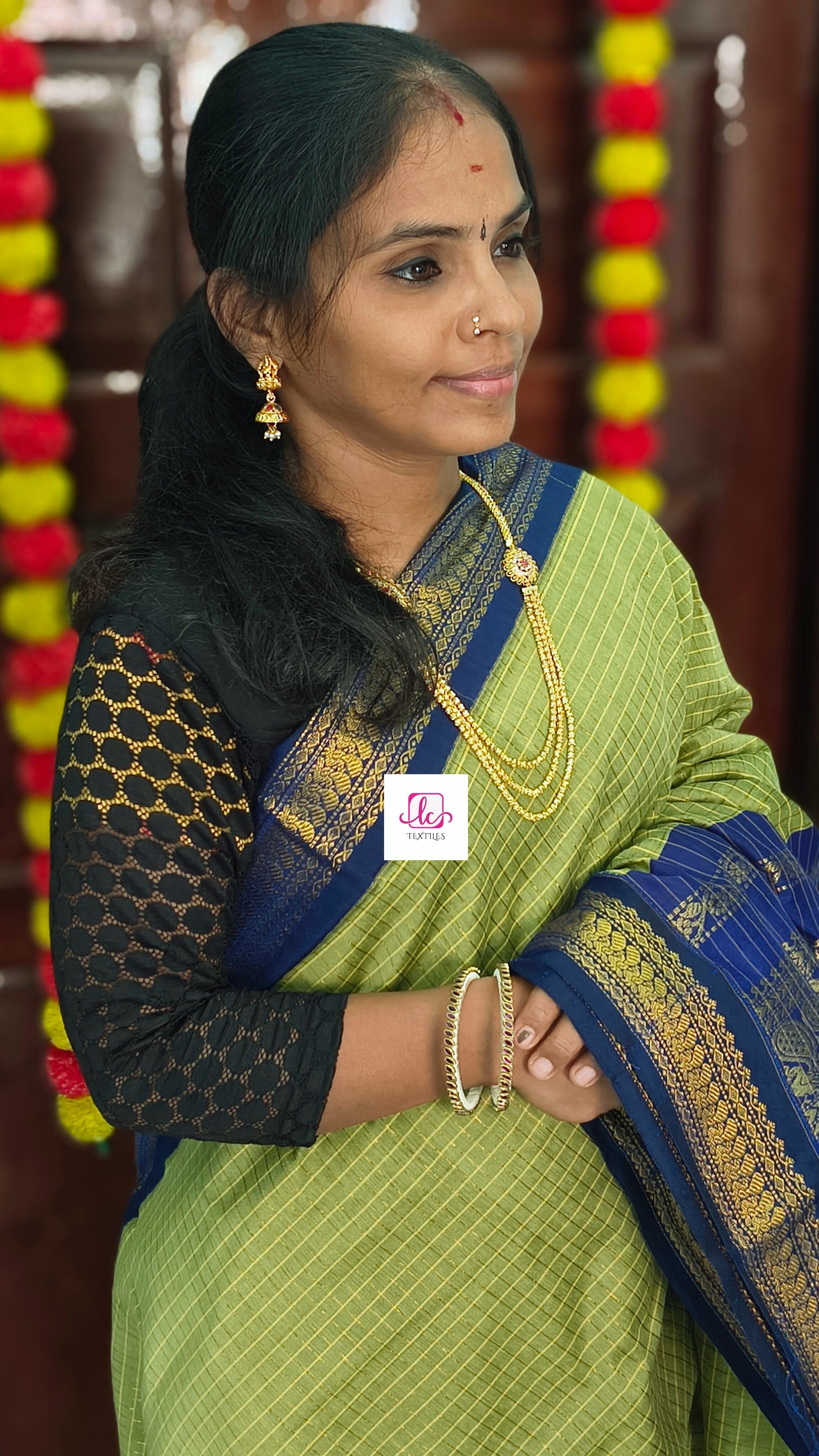 Kalyani cotton checks Sage Green