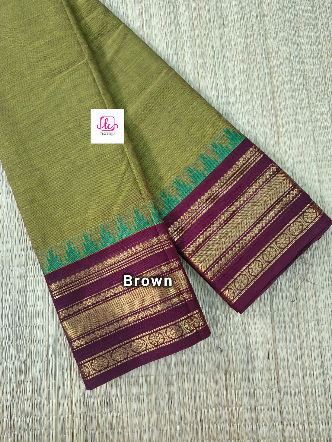 Kanchi Cotton All Day Fusion Lemon yellow mixed brown dual tone