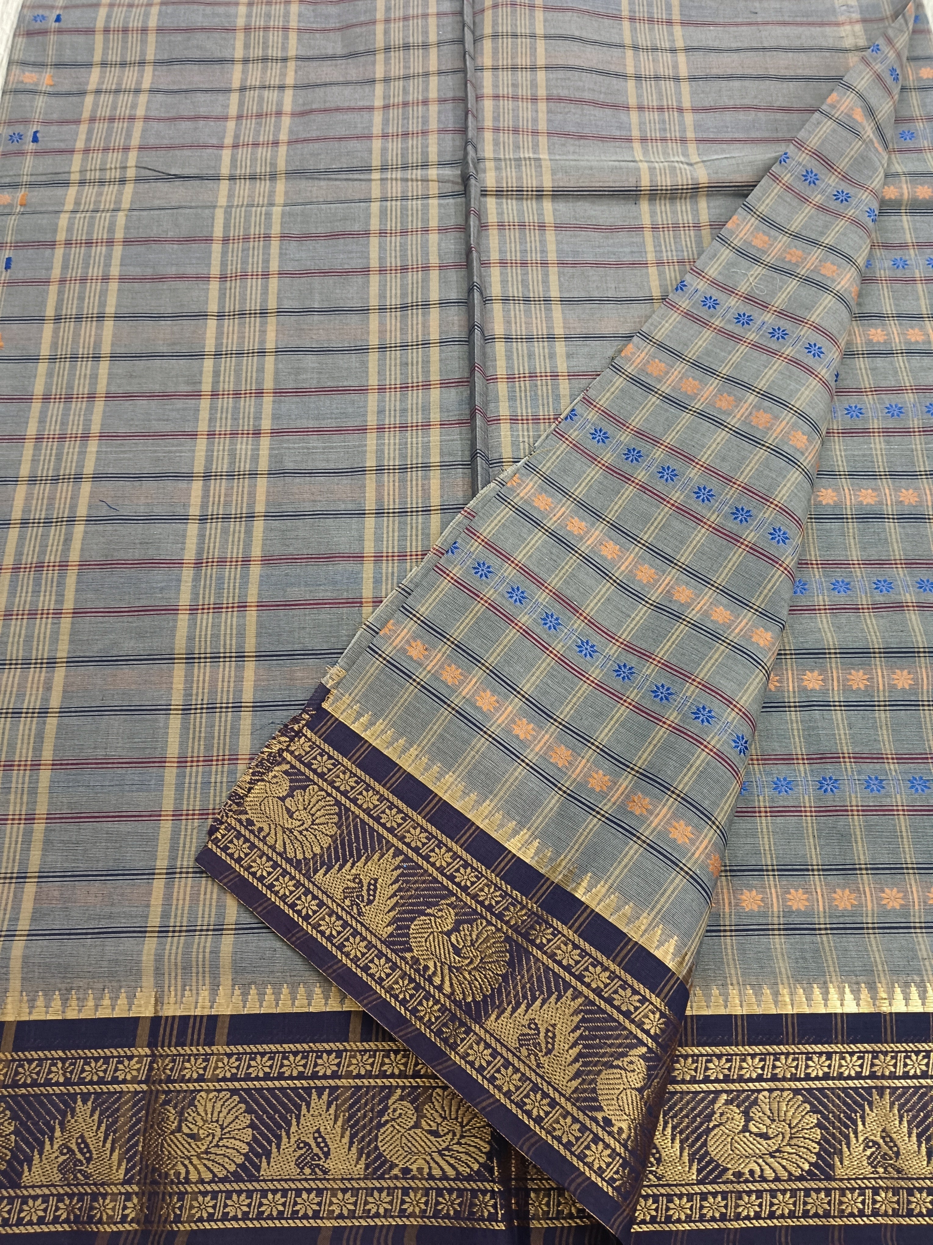 Kanchi Cotton Festival Fusion Maroonish grey