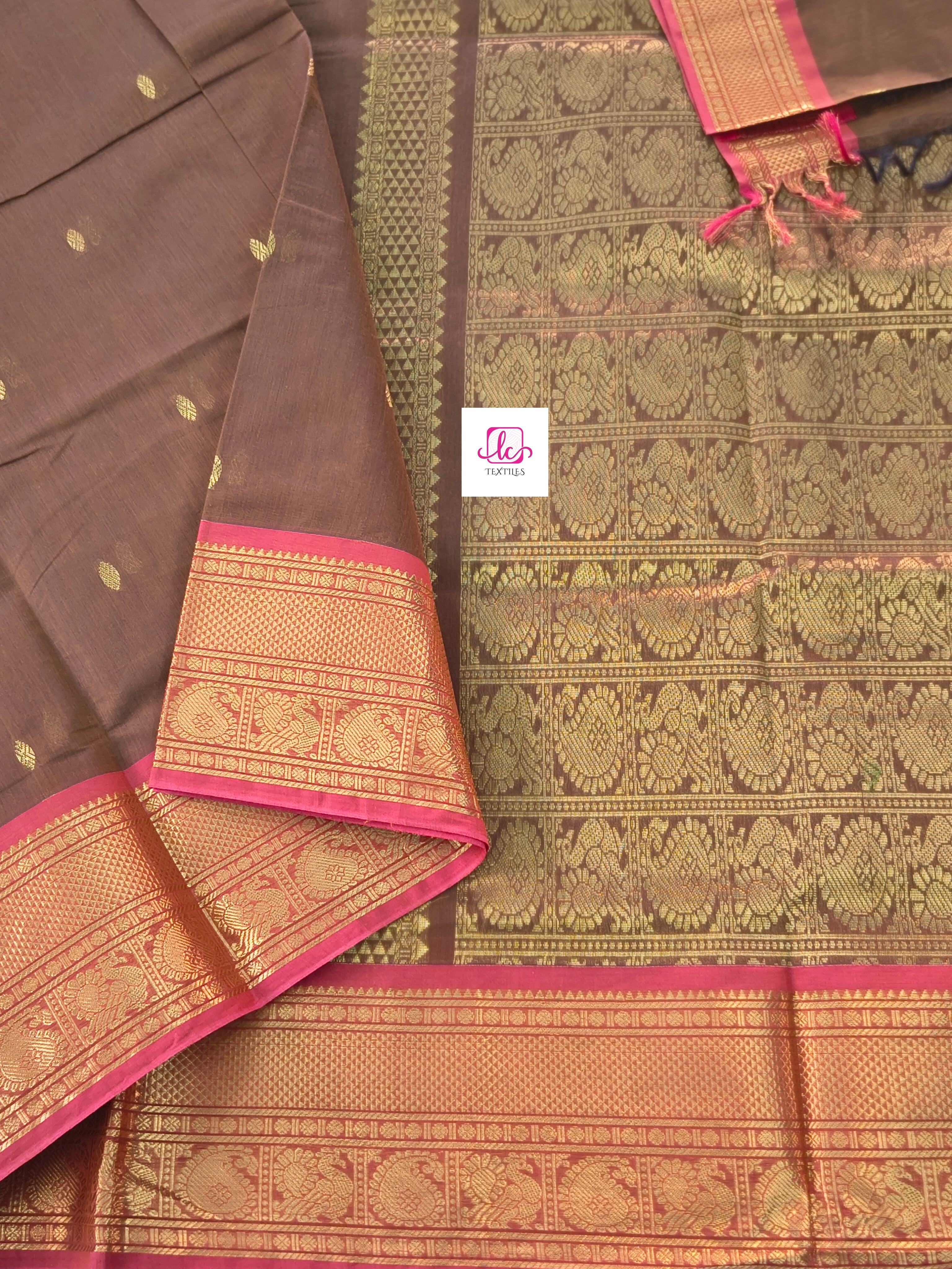 Kanchi Cotton Festival Fusion Choclate brown