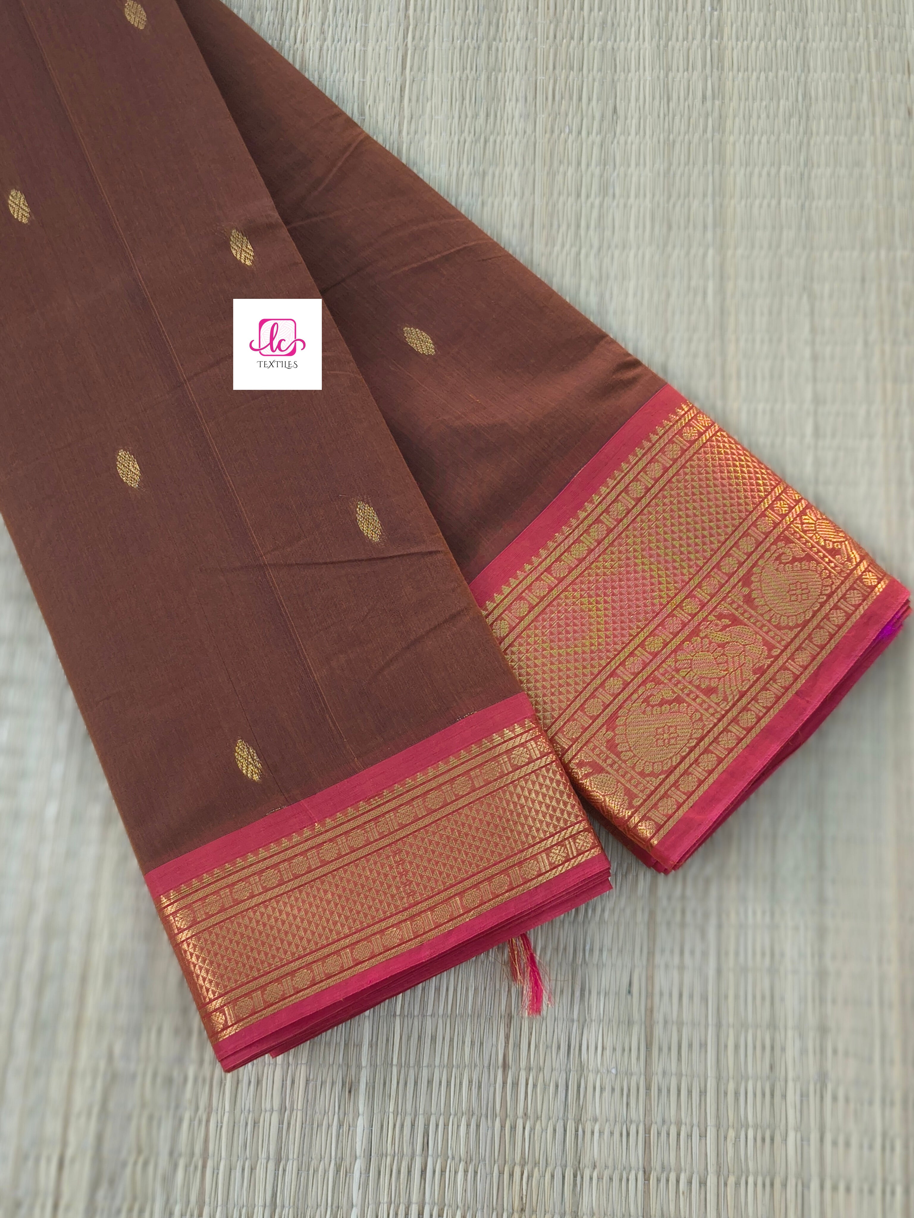 Kanchi Cotton Festival Fusion Choclate brown