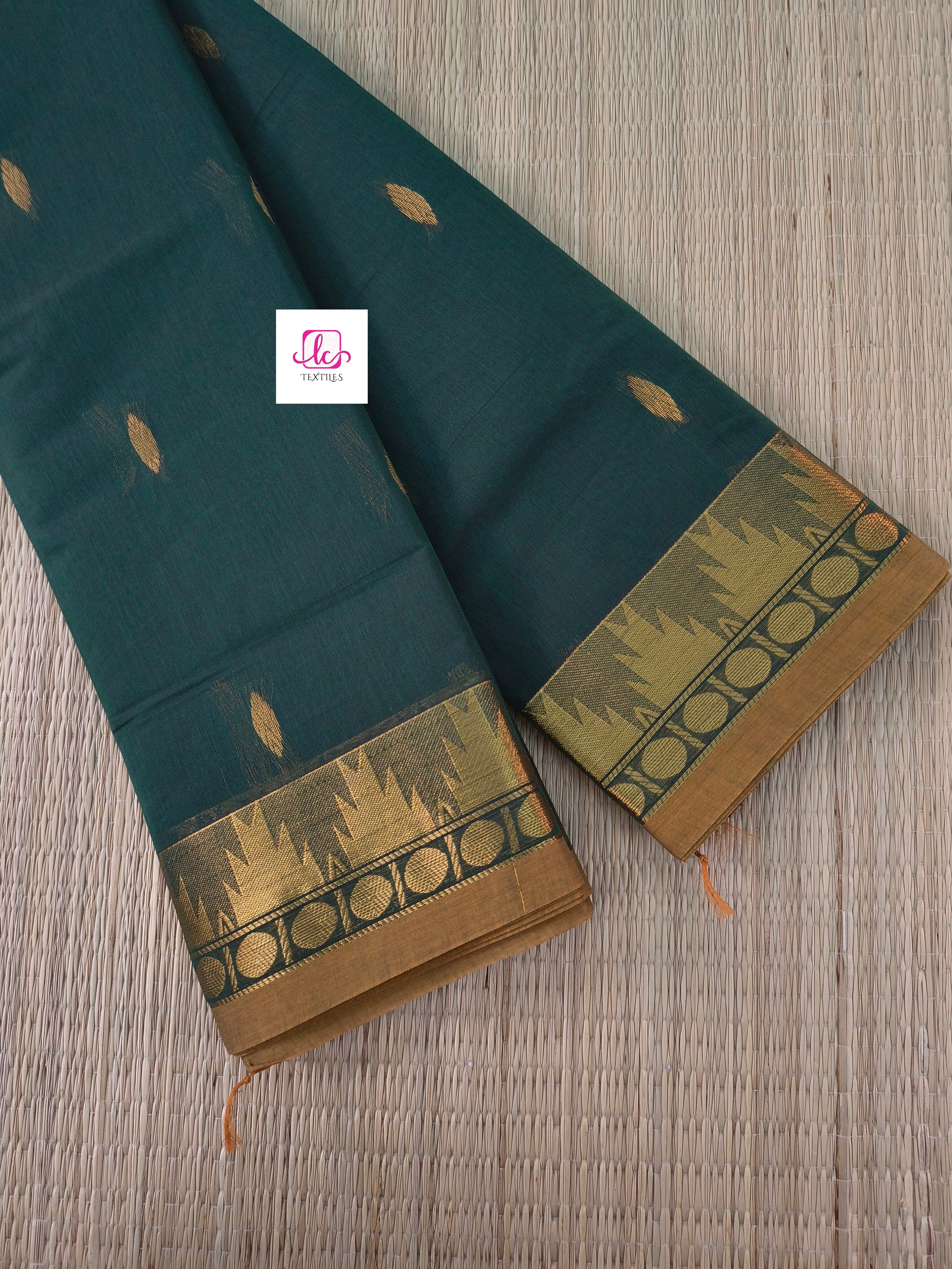 Kanchi Cotton Festival Fusion Deep Bottle green