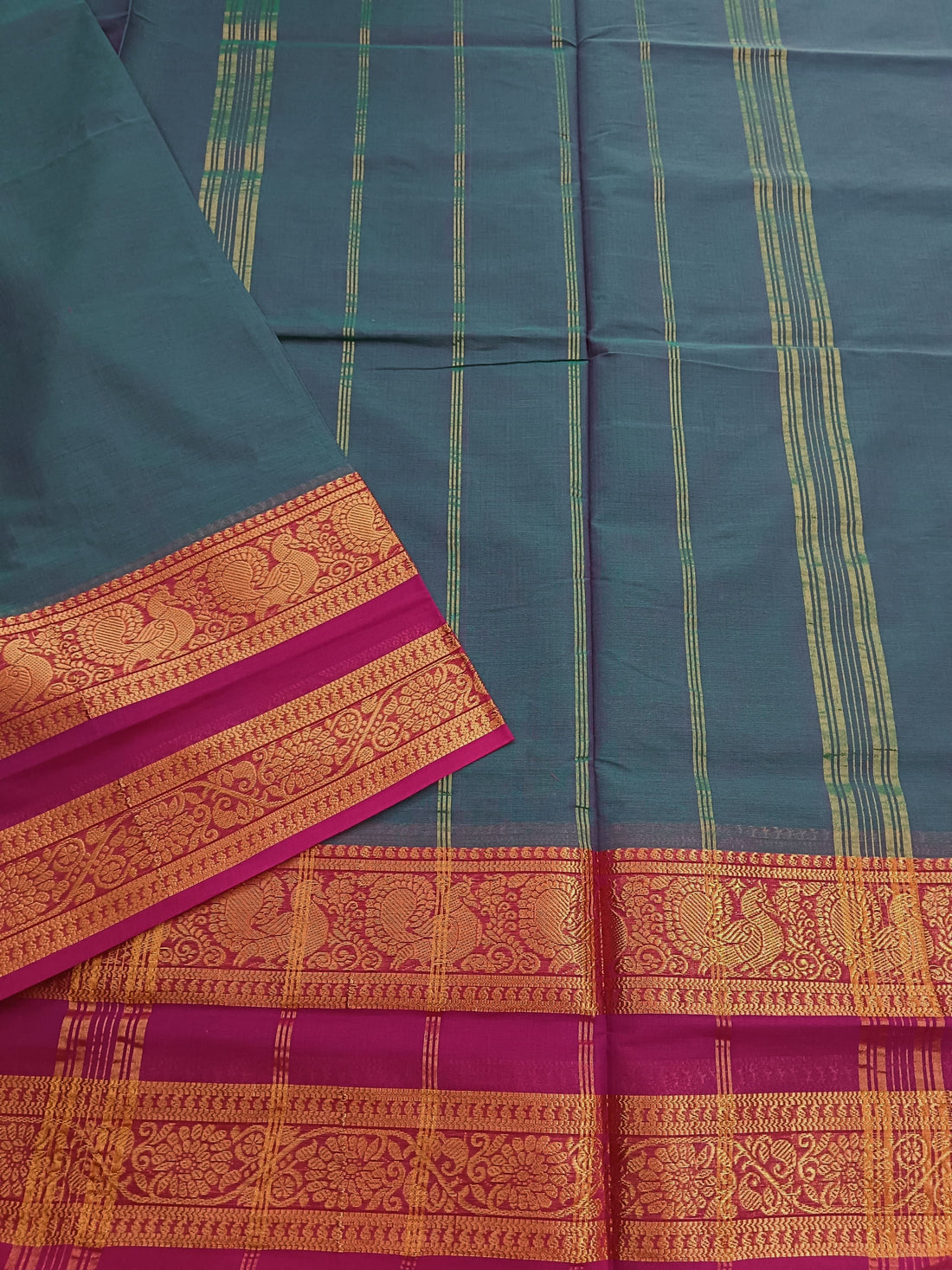 Kanchi Cotton Festival Fusion Green mixed Dual tone