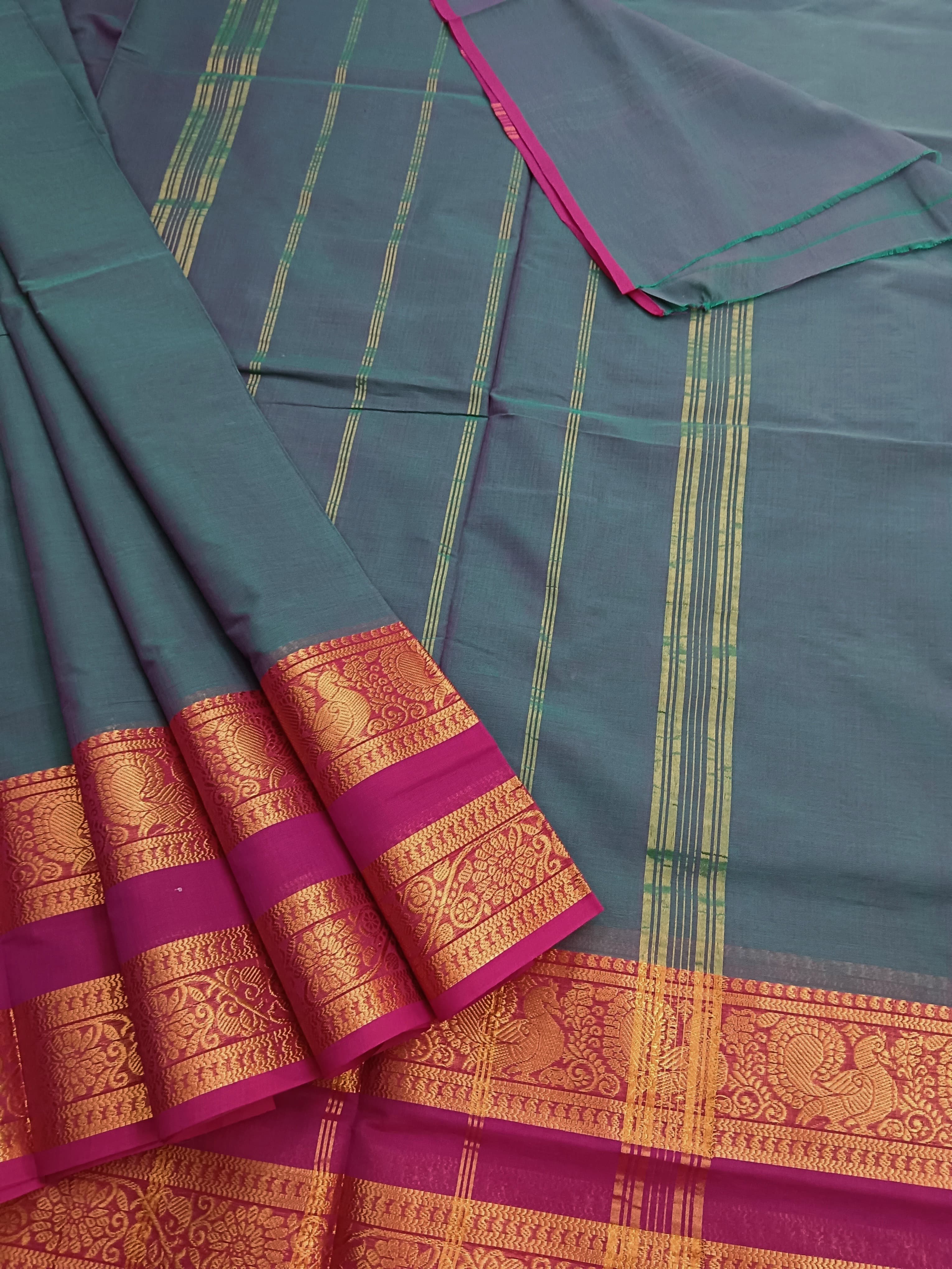 Kanchi Cotton Festival Fusion Green mixed Dual tone