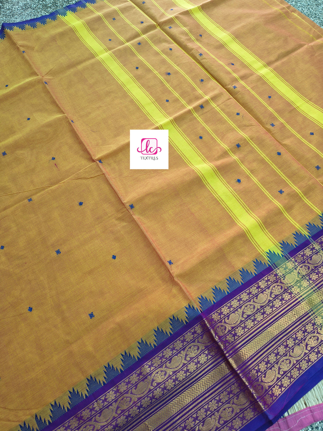 Kanchi Cotton Festival Fusion lemon yellow mixed pink dual tone