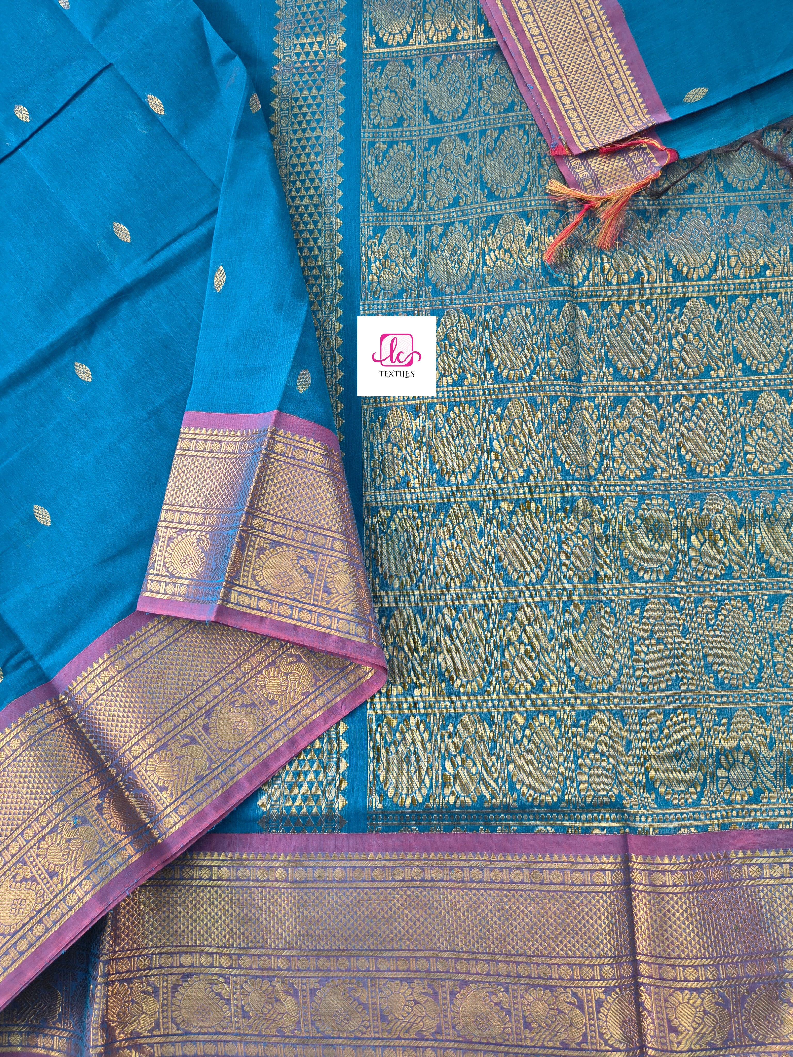 Kanchi Cotton Festival Fusion peacock blue
