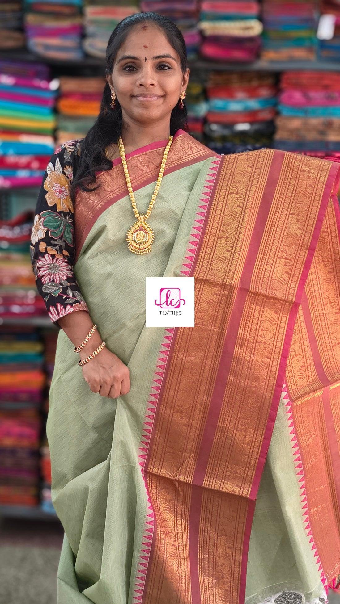 Kanchi Cotton Festival Fusion pastal green