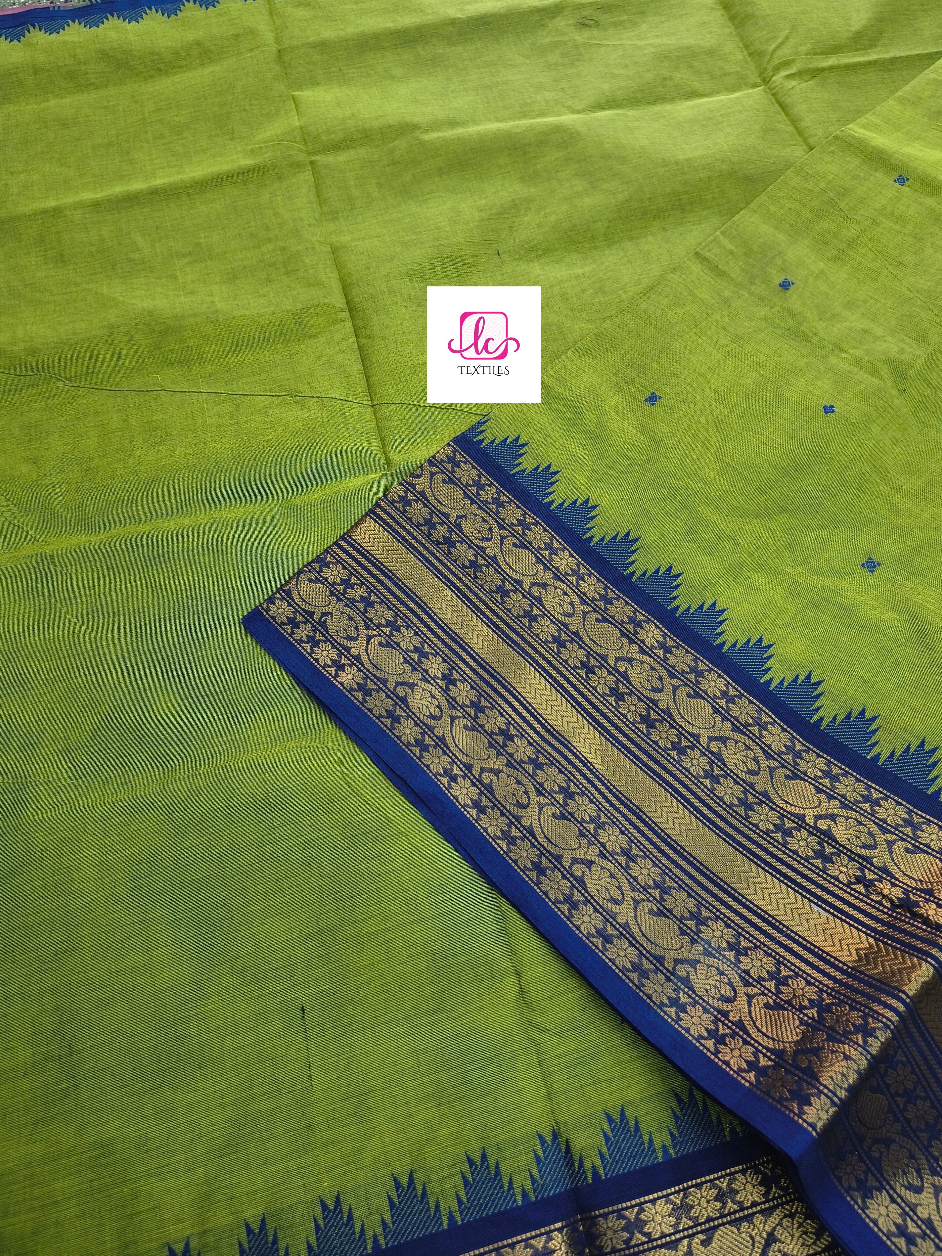 Kanchi Cotton Festival Fusion Green lemon yellow
