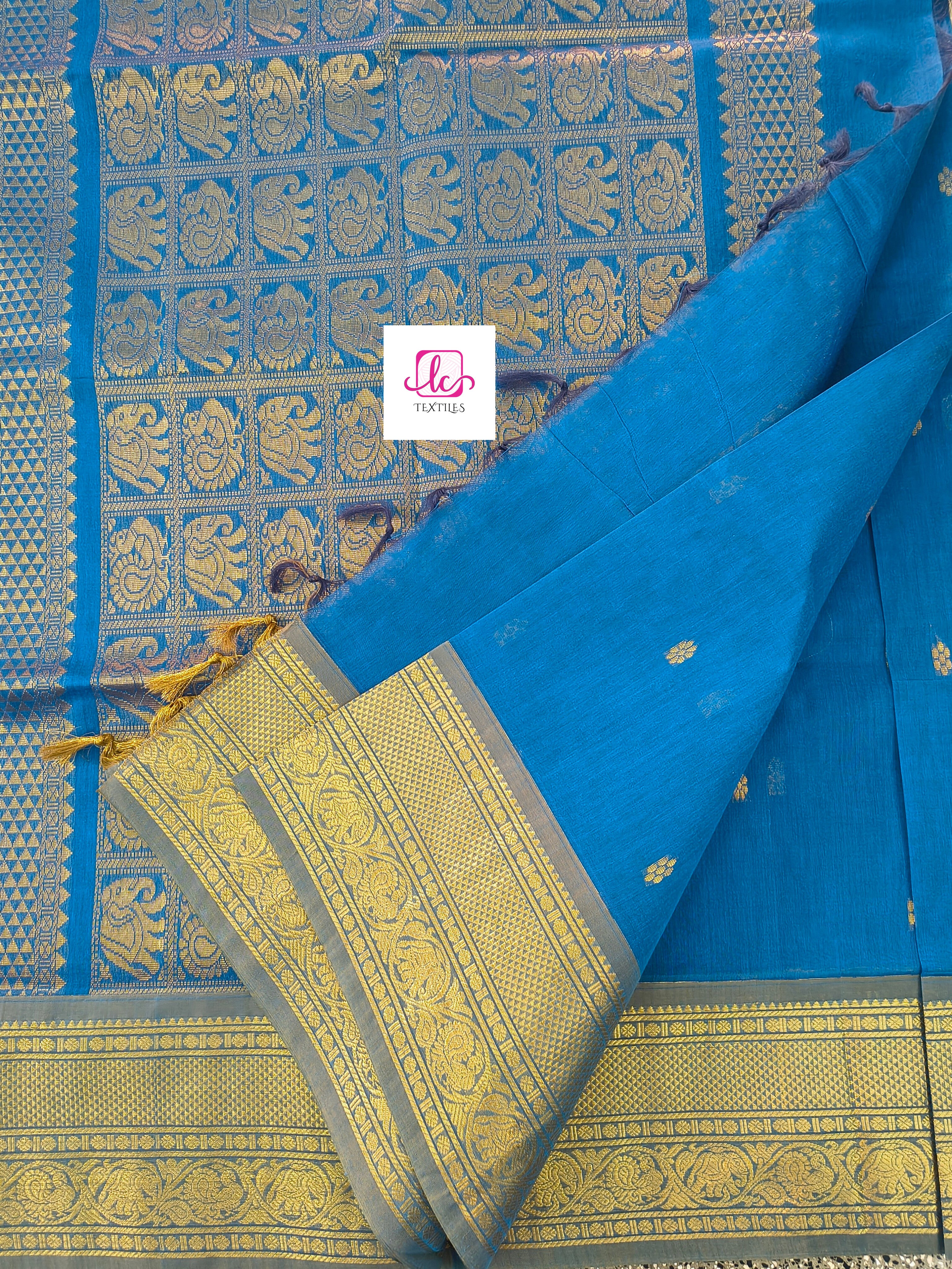 Kanchi Cotton Festival Fusion peacock blue