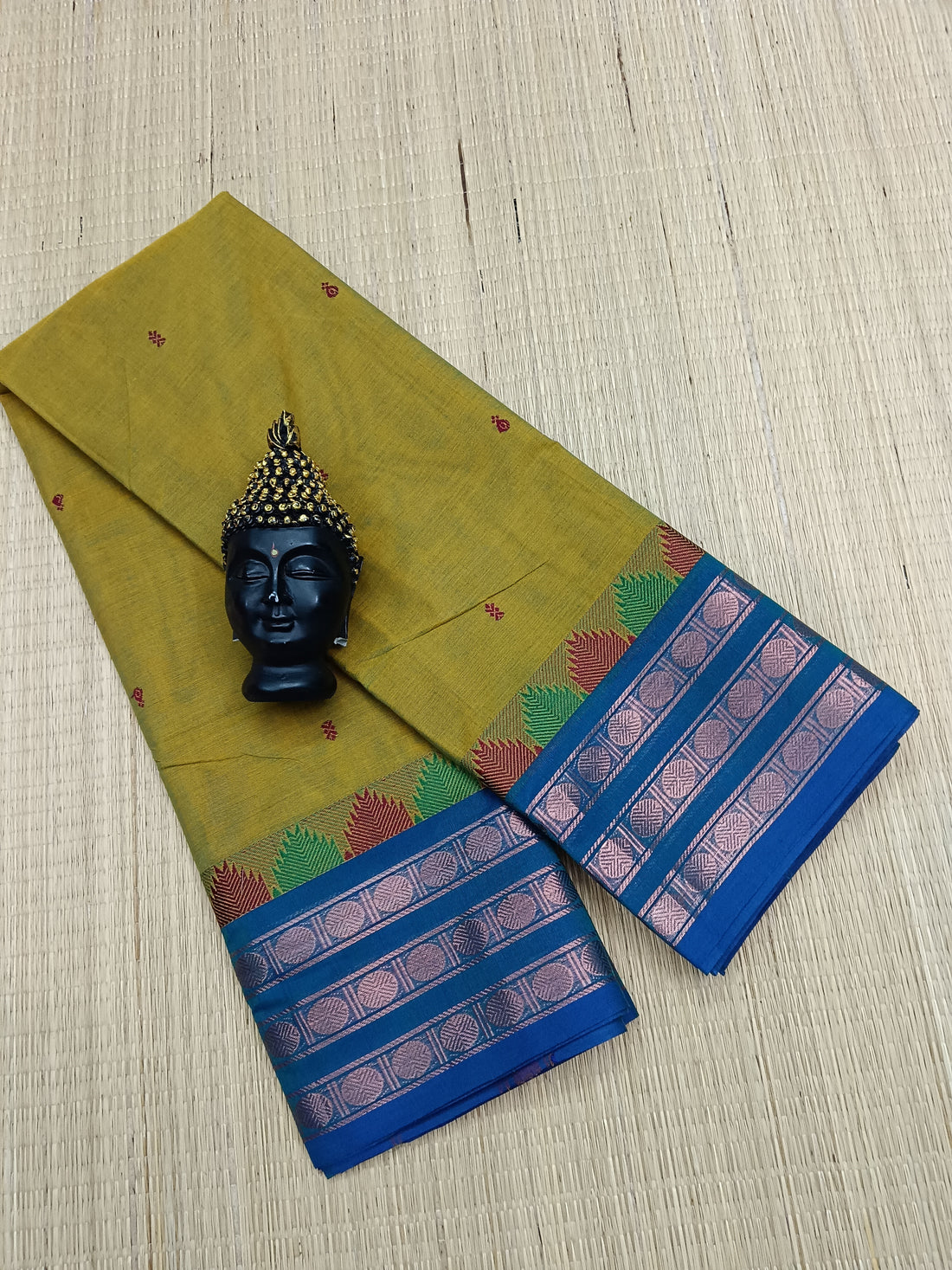 Kanchi Cotton Festival Fusion Mustard Mixed Green