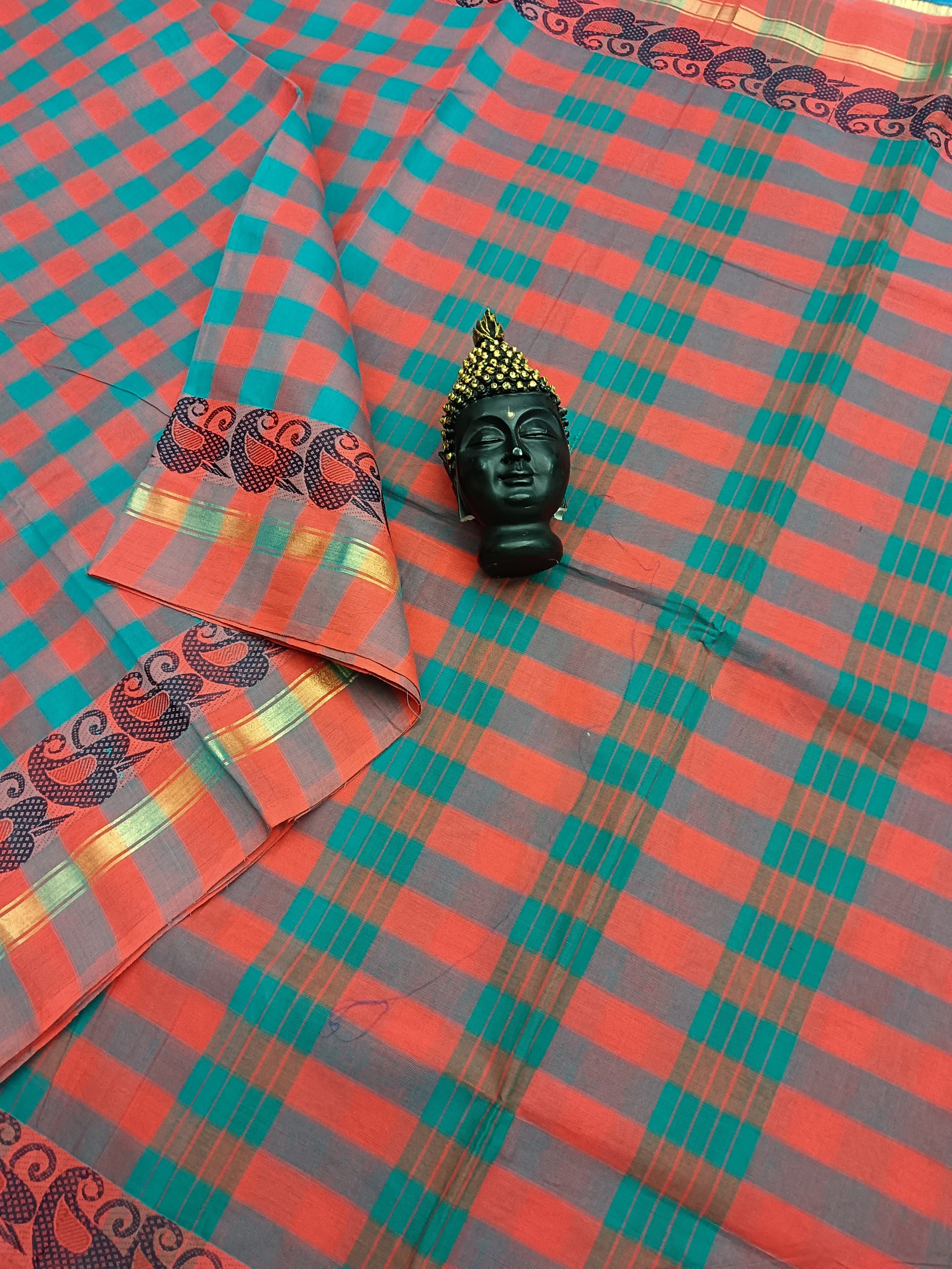 Kandangi Checks Rama Green with Red