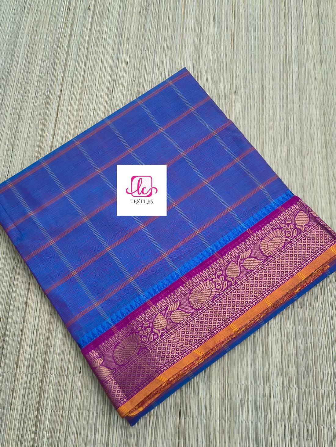 Kandangi Checks Blue mixed pink