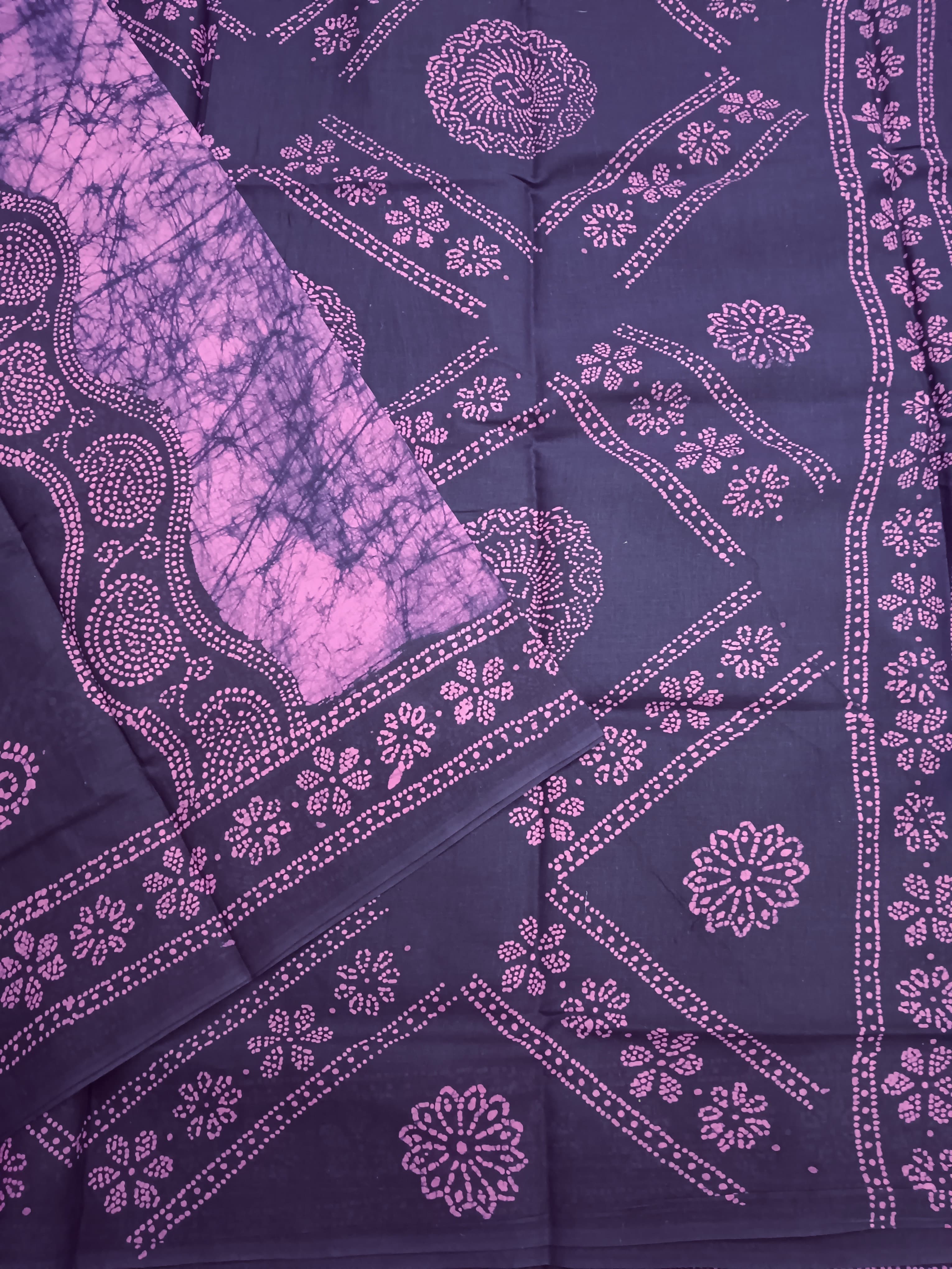 Madurai Sungudi Cotton Rose with purple