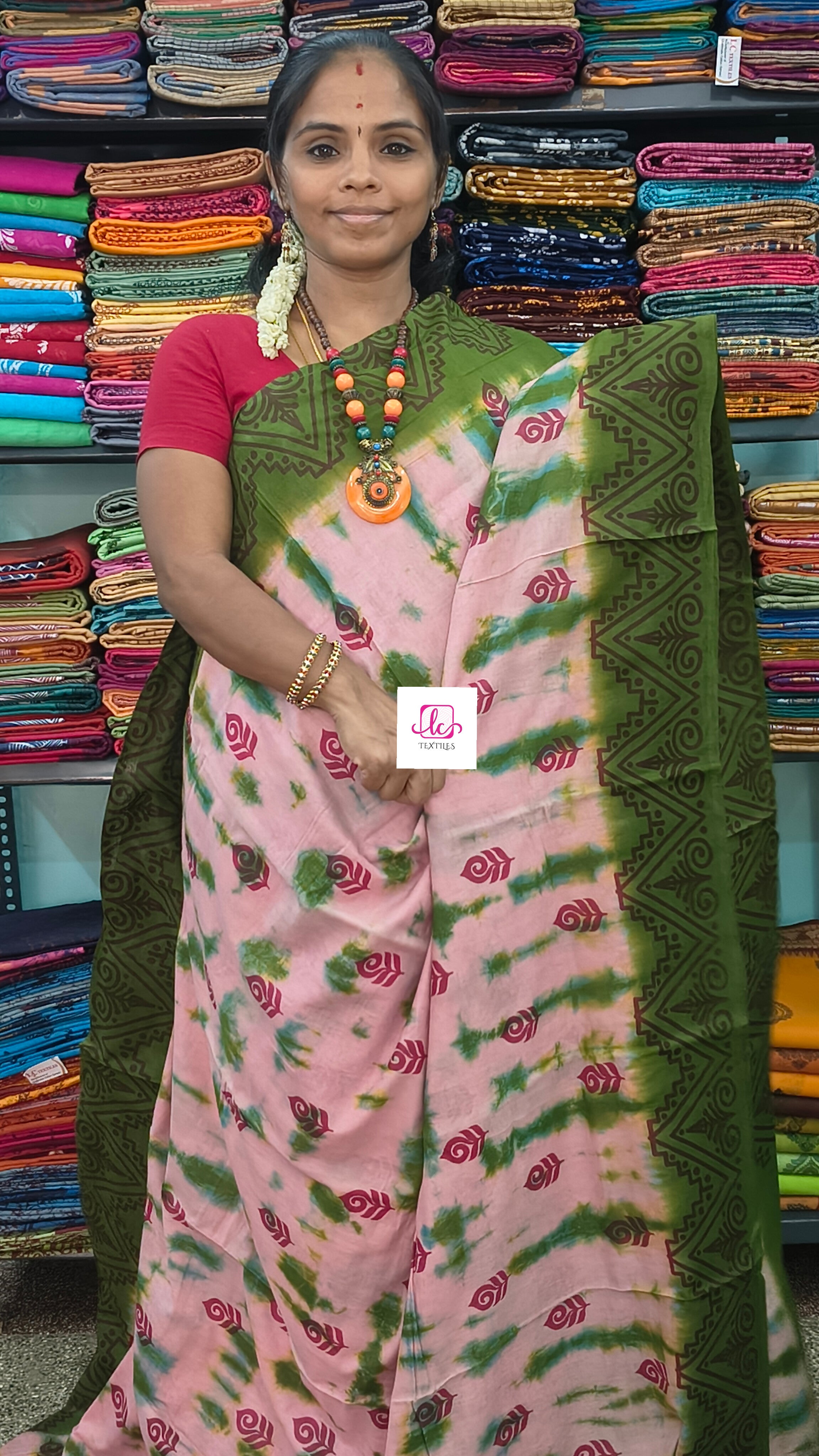 Madurai Sungudi Cotton Soft cotton Soft baby pink