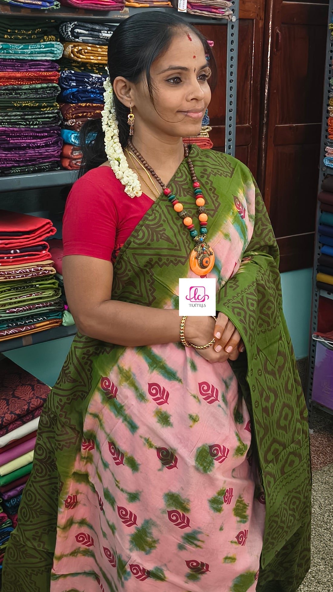 Madurai Sungudi Cotton Soft cotton Soft baby pink MS77