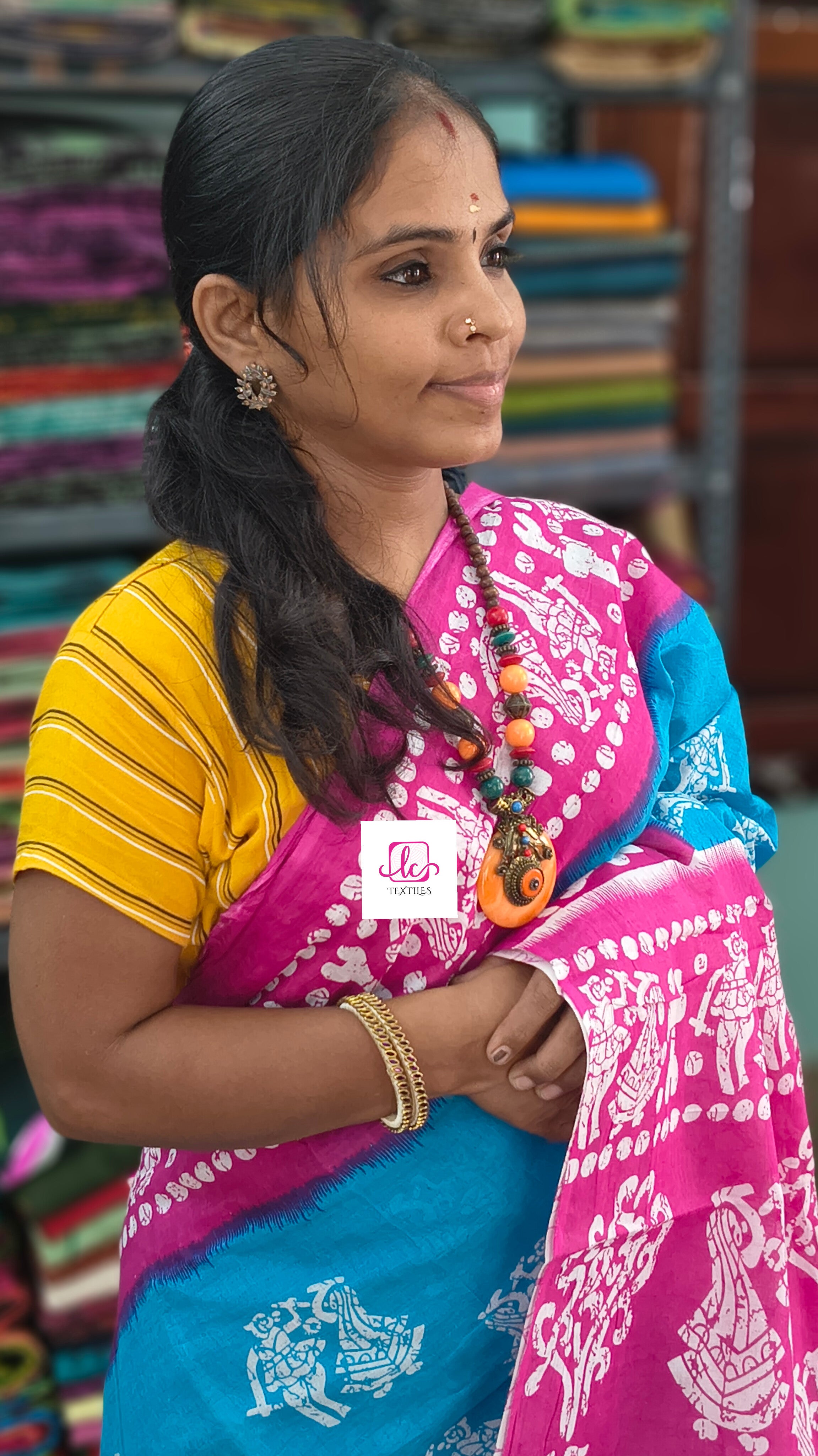Mul Mul cotton saree Turquoise Blue