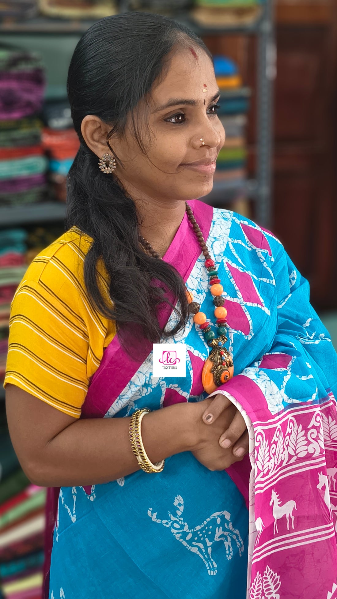 Mul Mul cotton saree Turquoise Blue