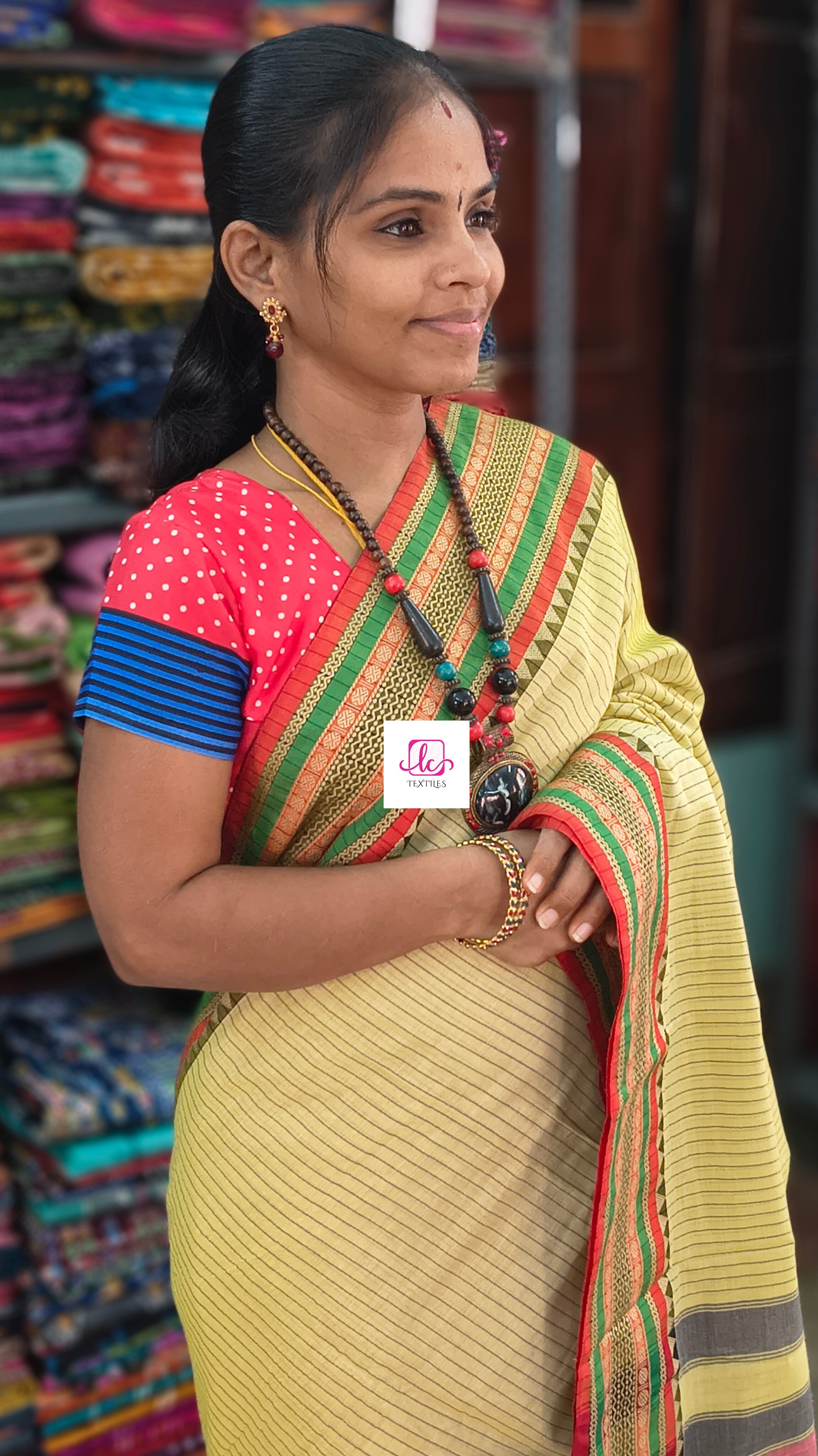 Narayanapet cotton stripes Pastel yellow