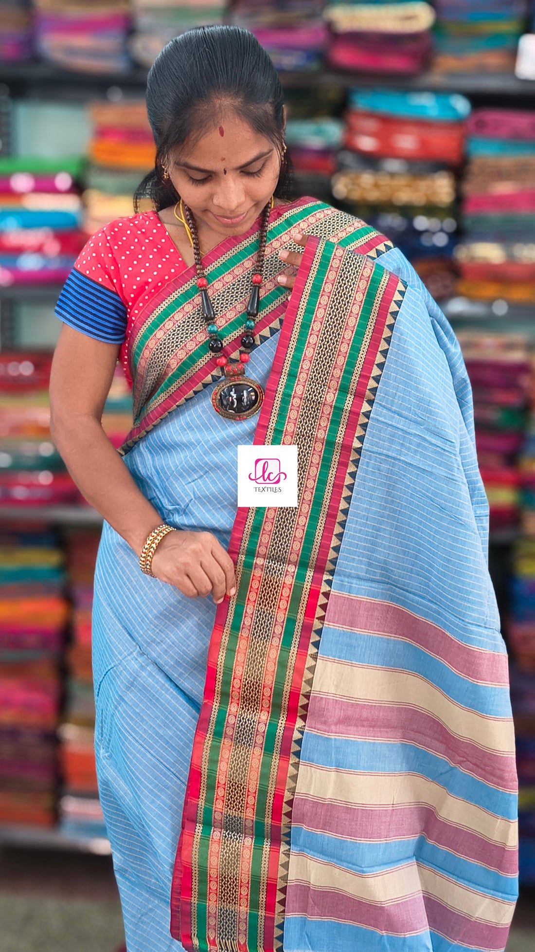 Narayanapet cotton stripes Pastal blue