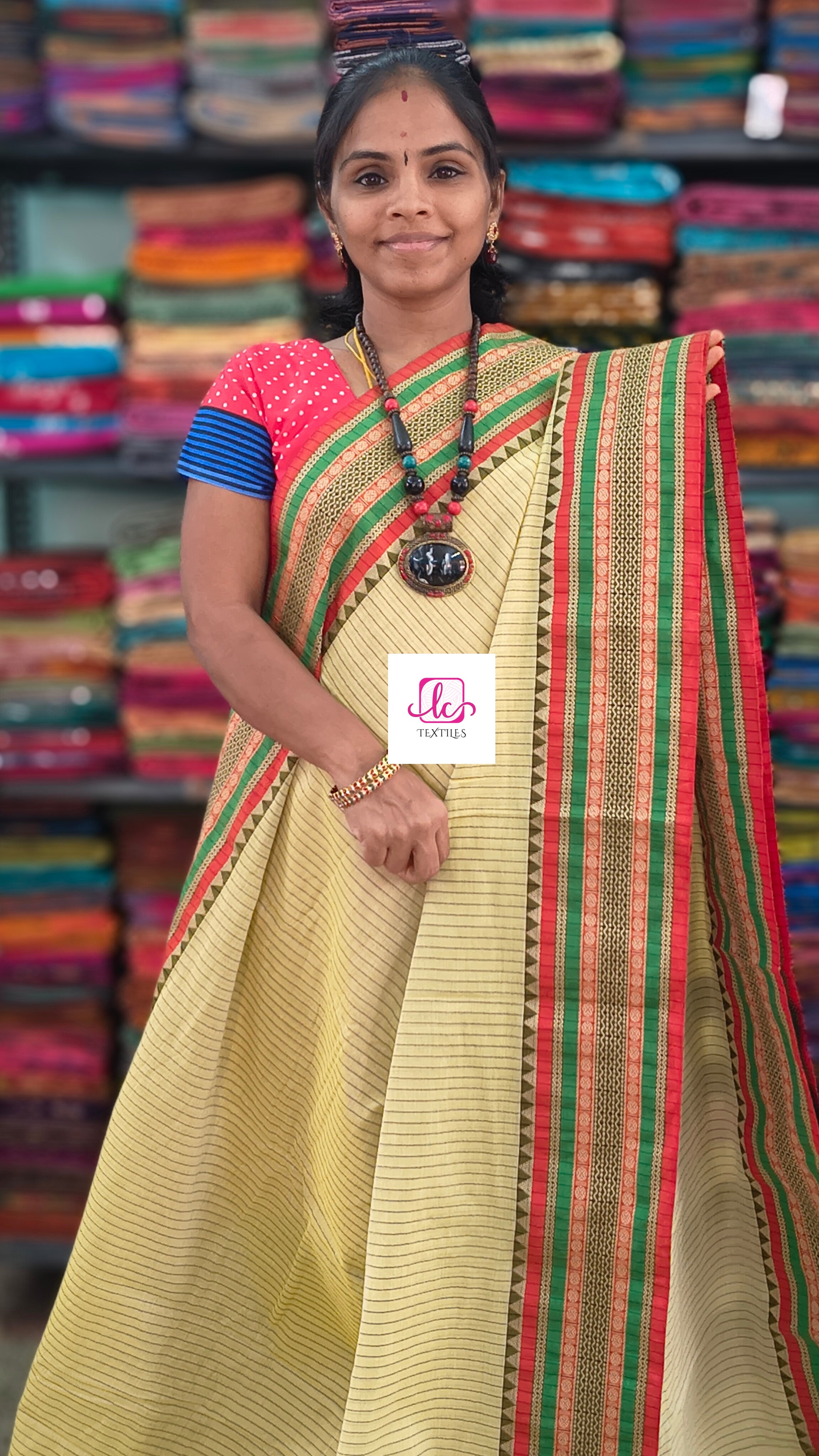 Narayanapet cotton stripes Pastel yellow
