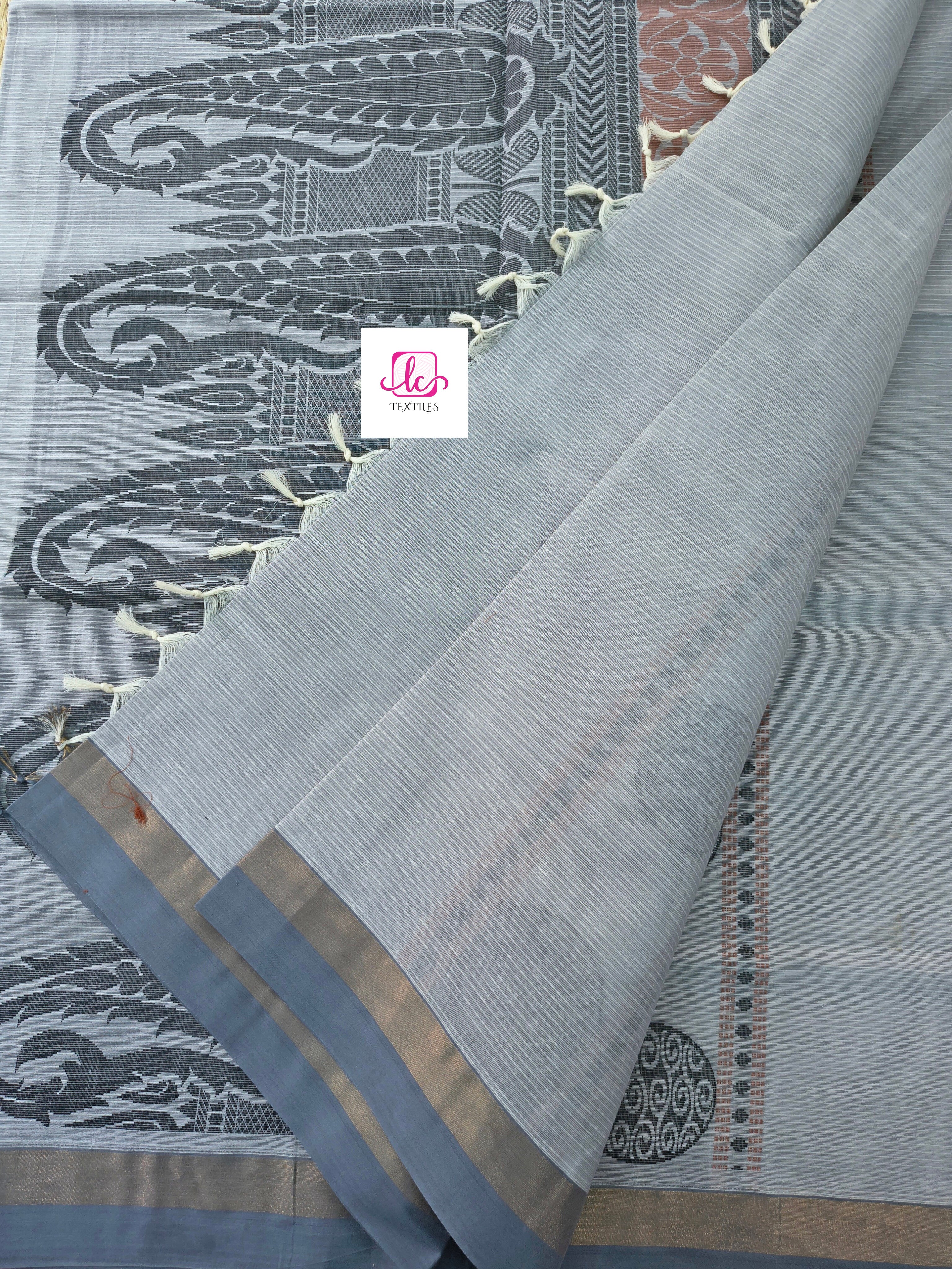Negamam Cotton Saree Pearl grey